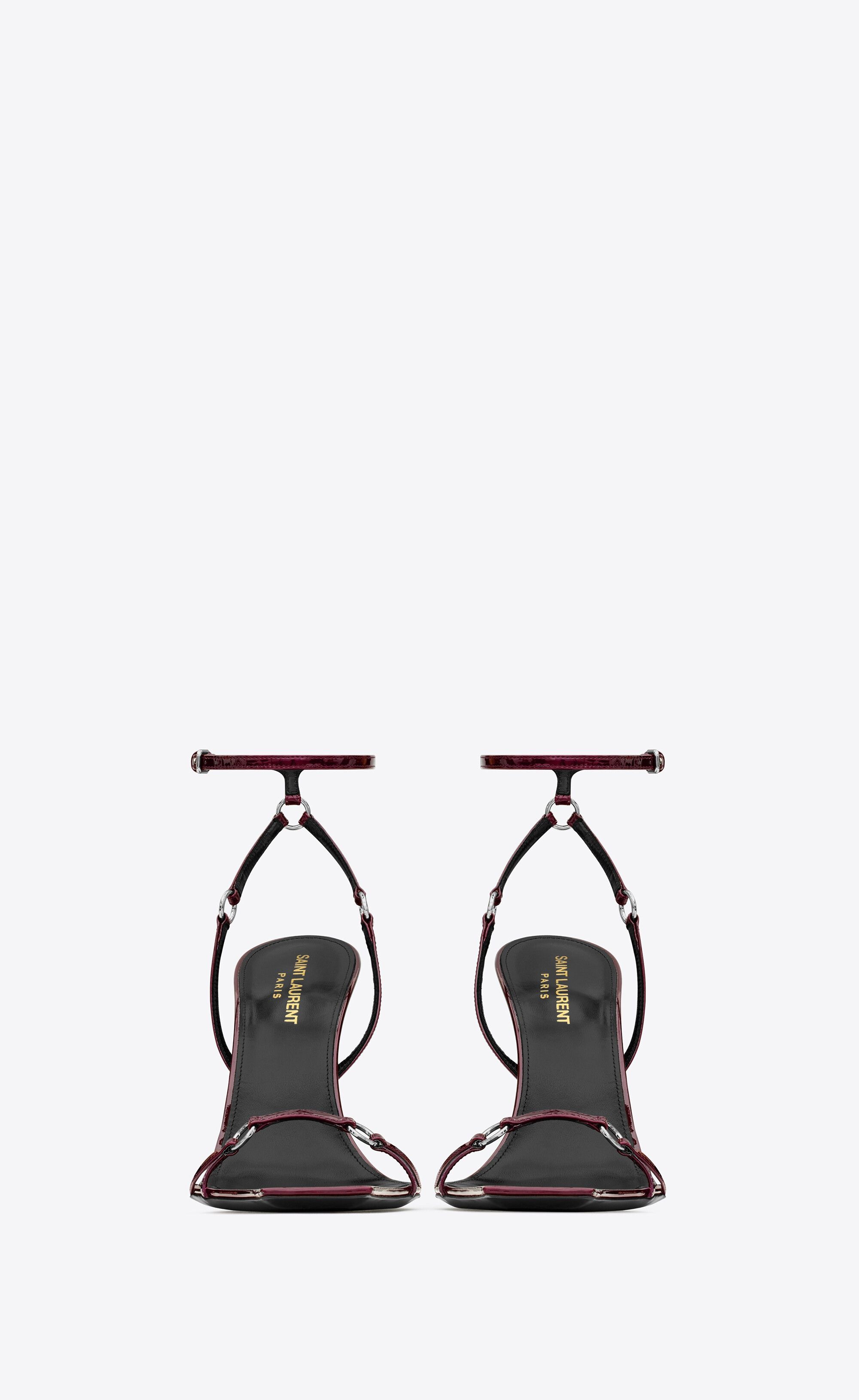 Saint Laurent Paris o1s1wg110225 755337 Nova Sandals Patent Leather in Burgundy Size US 8 / IT 38 - 2 Thumbnail