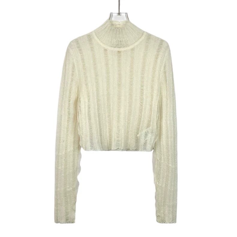 Fendi FENDI Beige Openwork Mohair Collar Long Sleeve Sweater Size XS / US 0-2 / IT 36-38 - 1 Thumbnail
