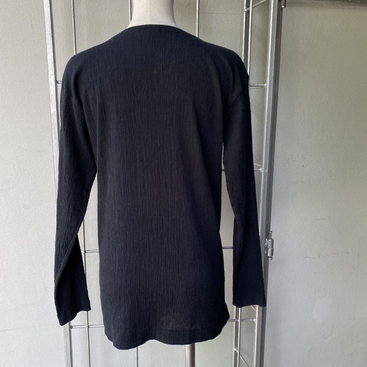 Issey Miyake Plantation Black Crinkled Stretch Long Sleeve Top Size M / US 6-8 / IT 42-44 - 20 Thumbnail