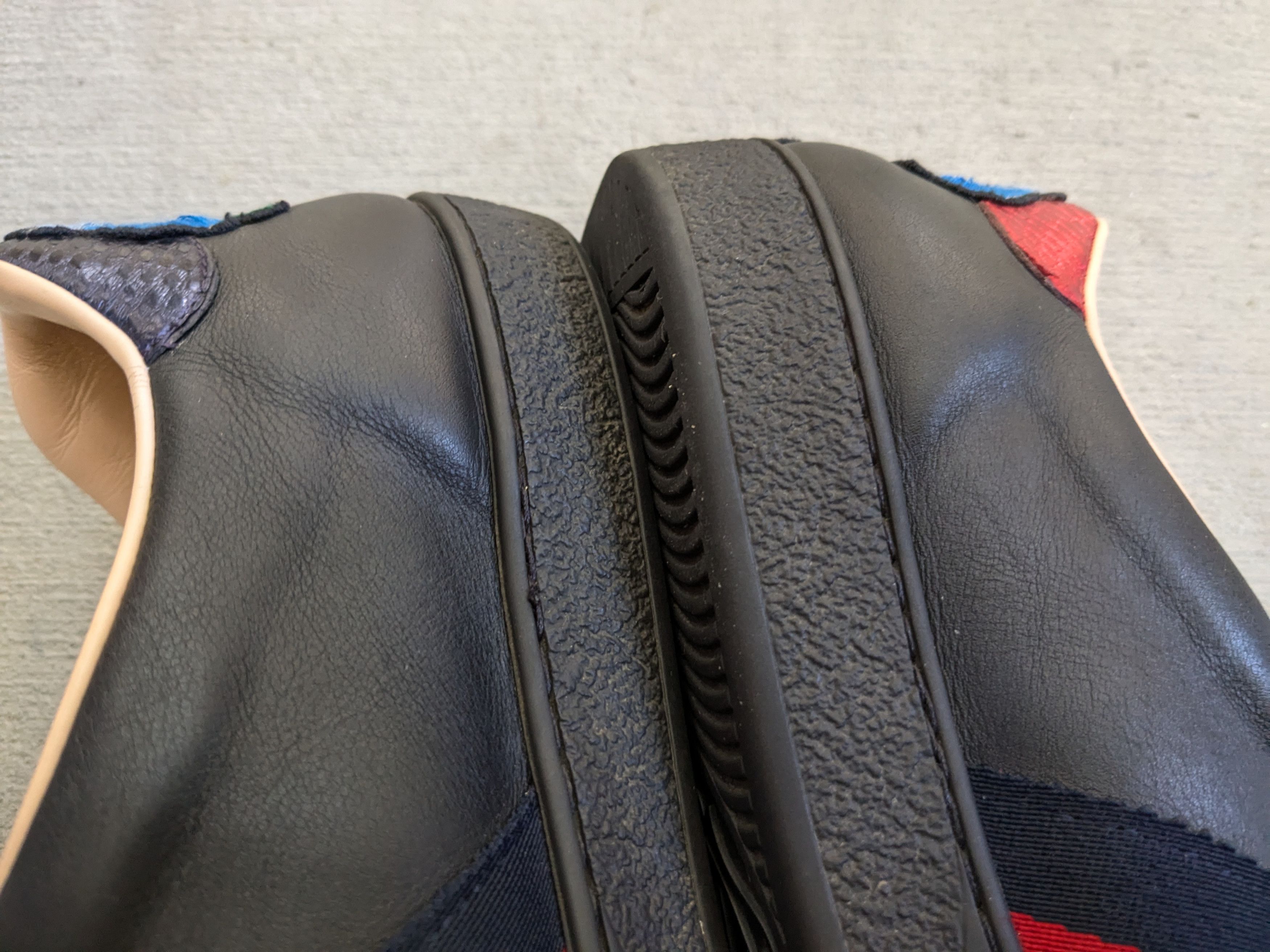 Gucci Gucci Ace Sneakers Black 8.5 Leather Flower Embroidered Size US 8.5 / EU 41-42 - 12 Thumbnail