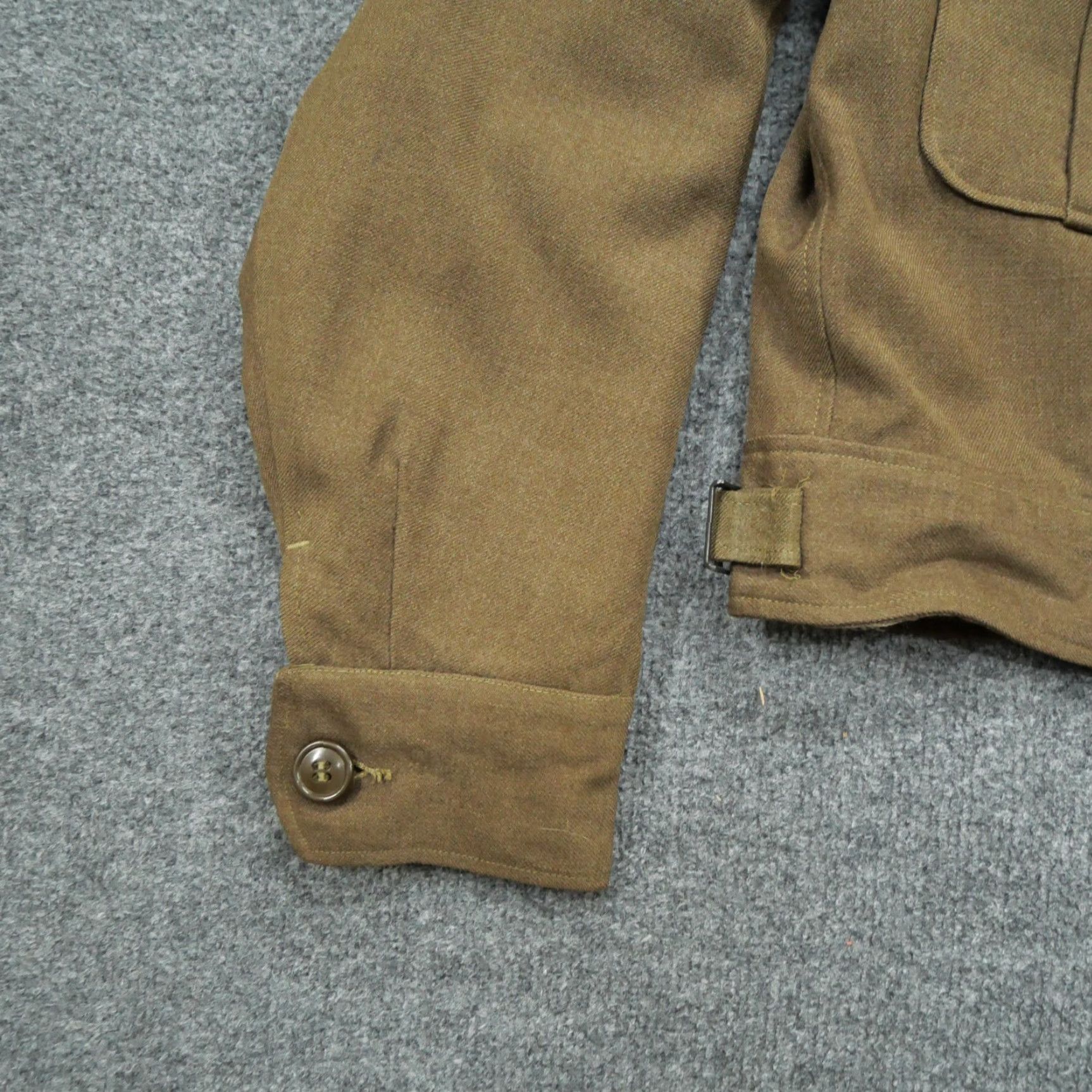 Vintage VINTAGE Franklin Clothes Jacket Mens 36 Wool Army Bomber Blue Green Brown 40s - Zip Pockets Collared Solid Army Theme 1940s Mens Jacket Size US XXS / EU 40 - 4 Thumbnail