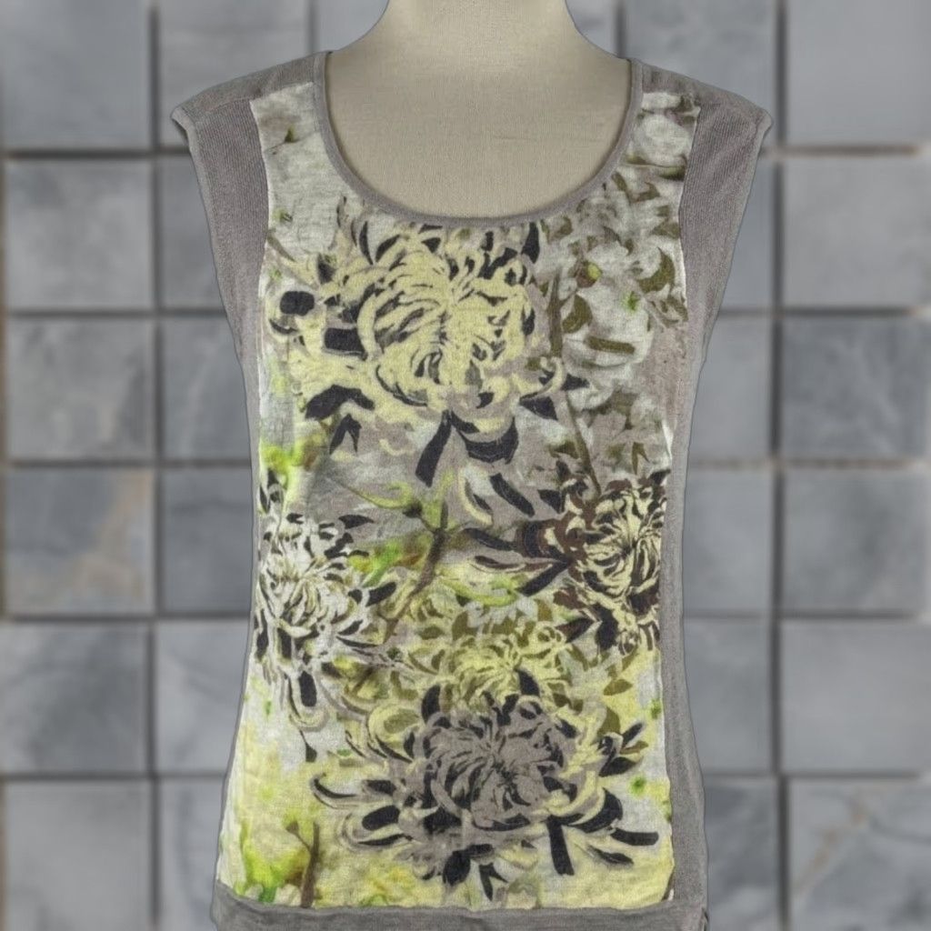 NIC+ZOE NIC ZOE Top Womens M Gray Green Linen Cotton Modal Sleeveless Tank Y2K Fairy Bohemian Casual Streetwear Womens Size M / US 6-8 / IT 42-44 - 1 Thumbnail