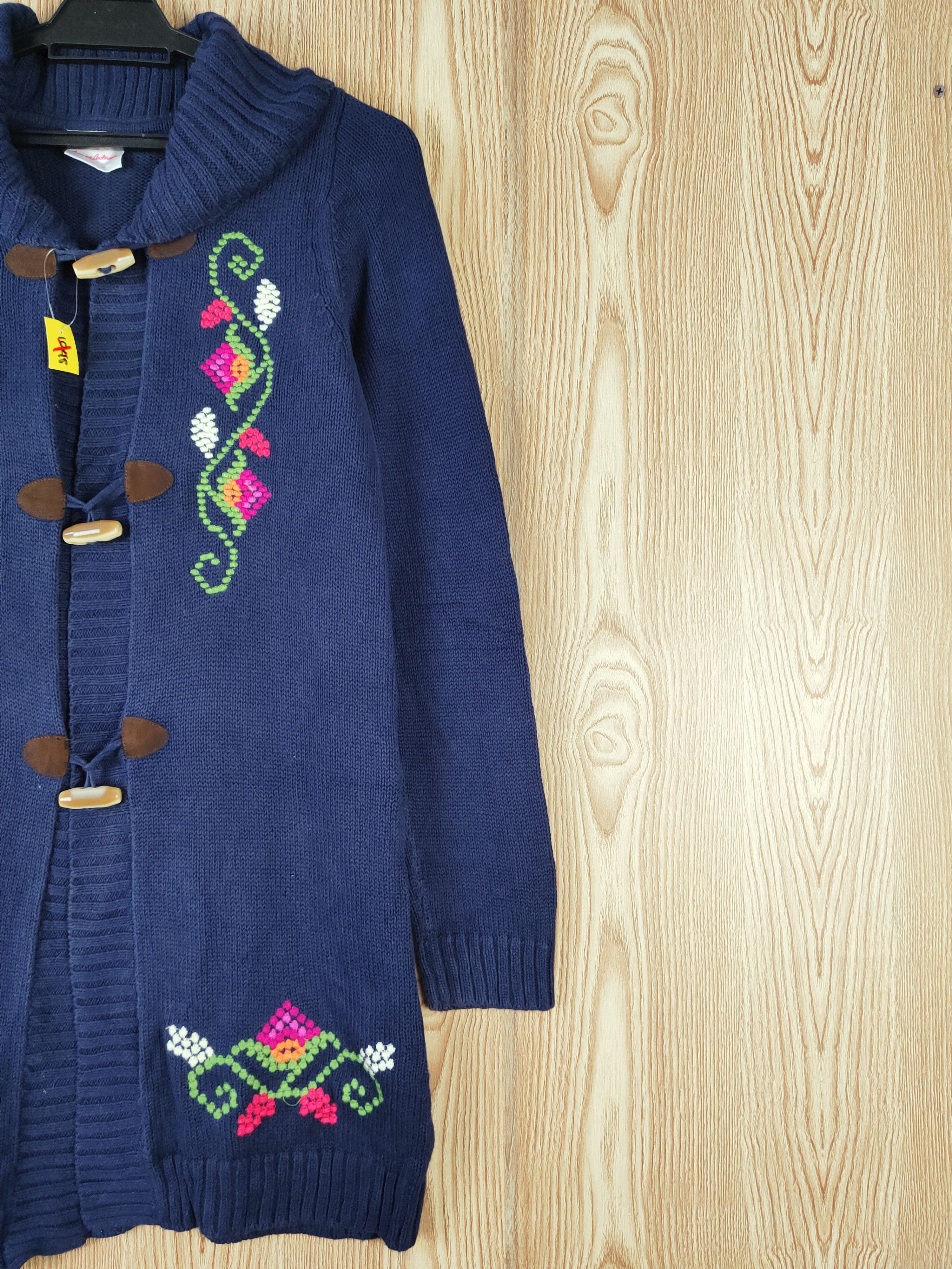 Homespun Knitwear × Japanese Brand × Vintage Hanna Anderson Navy Knitwear Cardigan #W873 Size S / US 4 / IT 40 - 5 Thumbnail