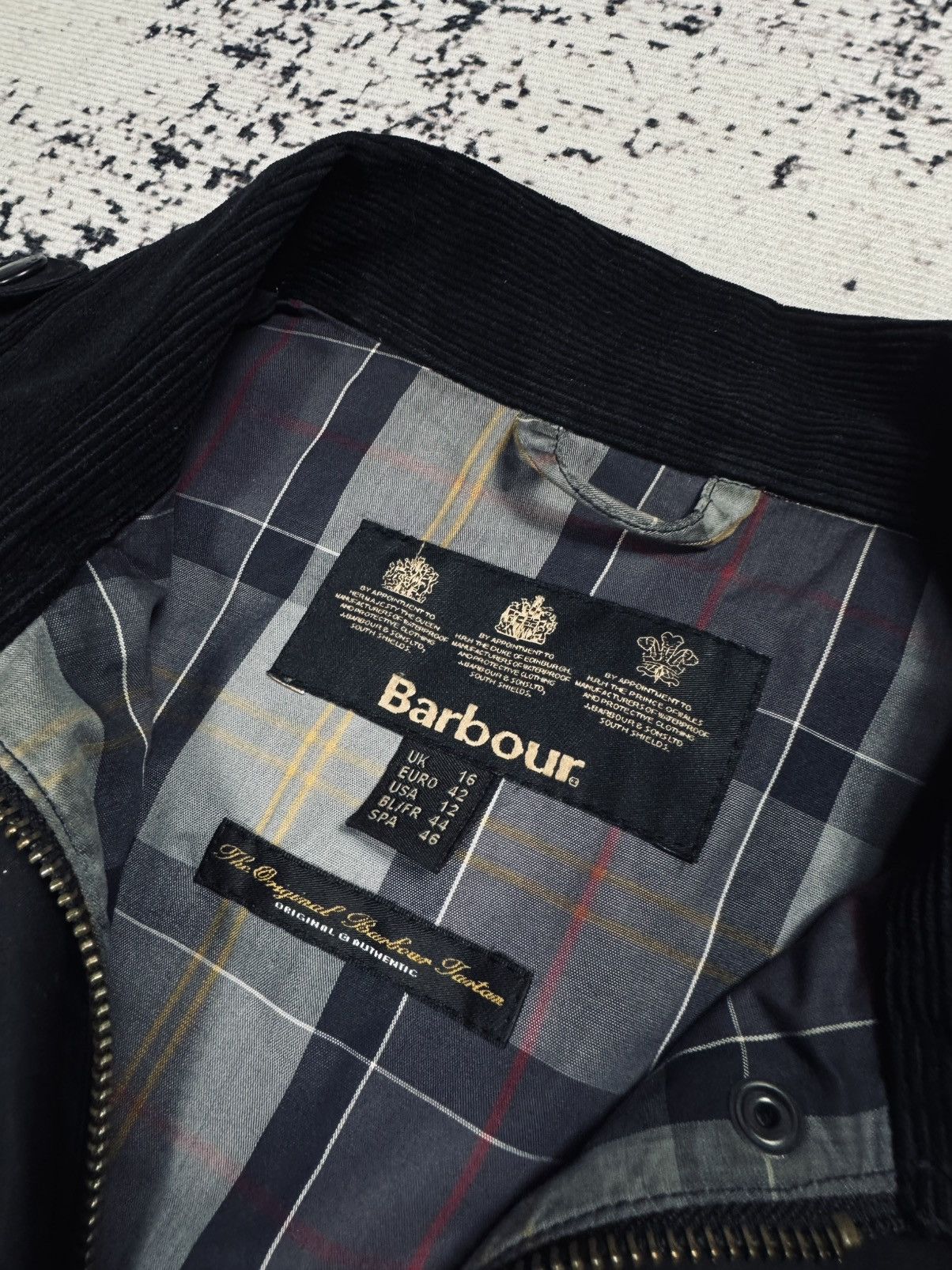Barbour × Vintage Barbour bomber Light Jacket full pattern womens black 44 XL Size US XL / EU 56 / 4 - 5 Thumbnail