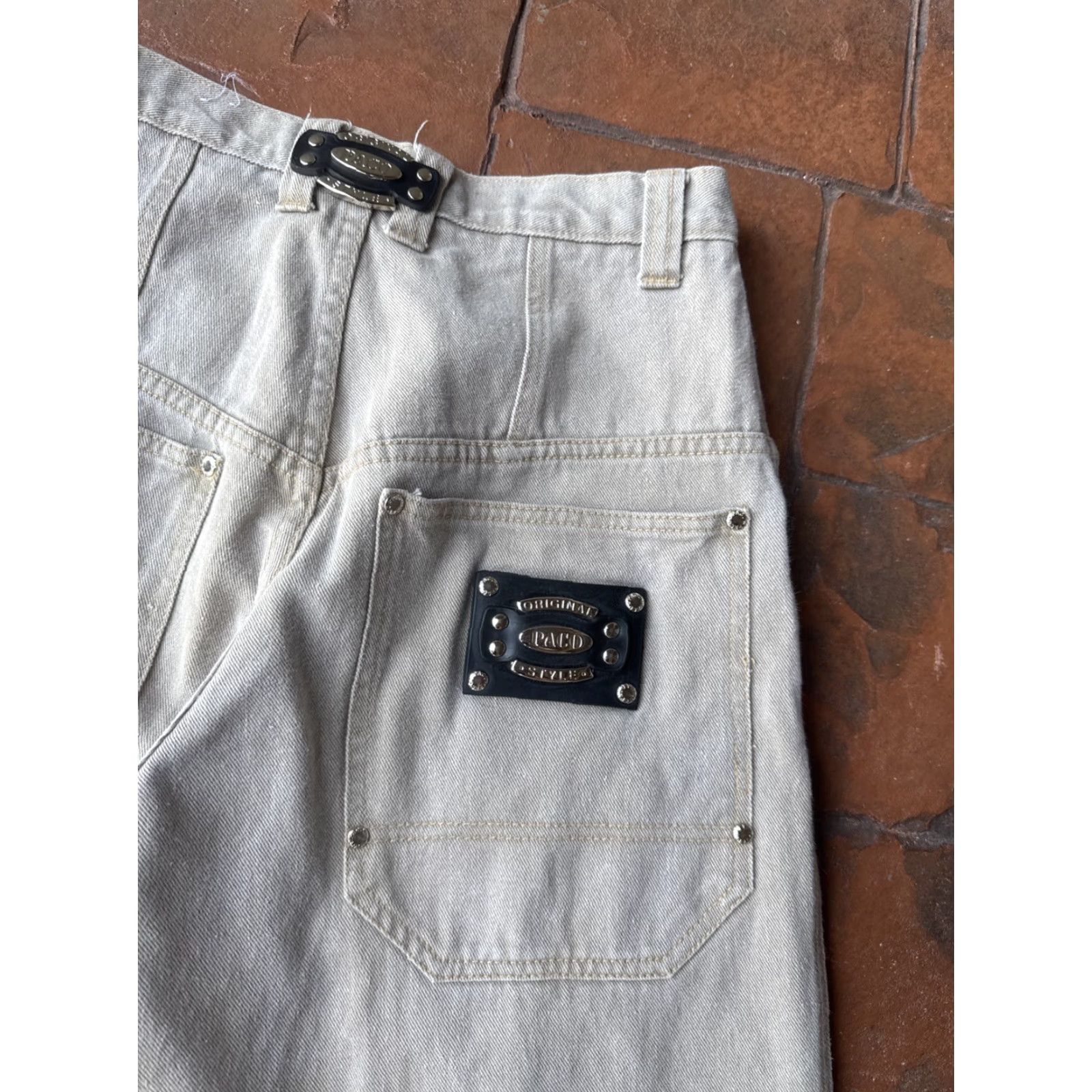 Vintage VINTAGE Paco Baggy Jeans Men 31x32 Hip Hop Skater Grunge Tapered Denim 31 Beige Cotton PACO Jeans Men Size US 31 - 5 Thumbnail