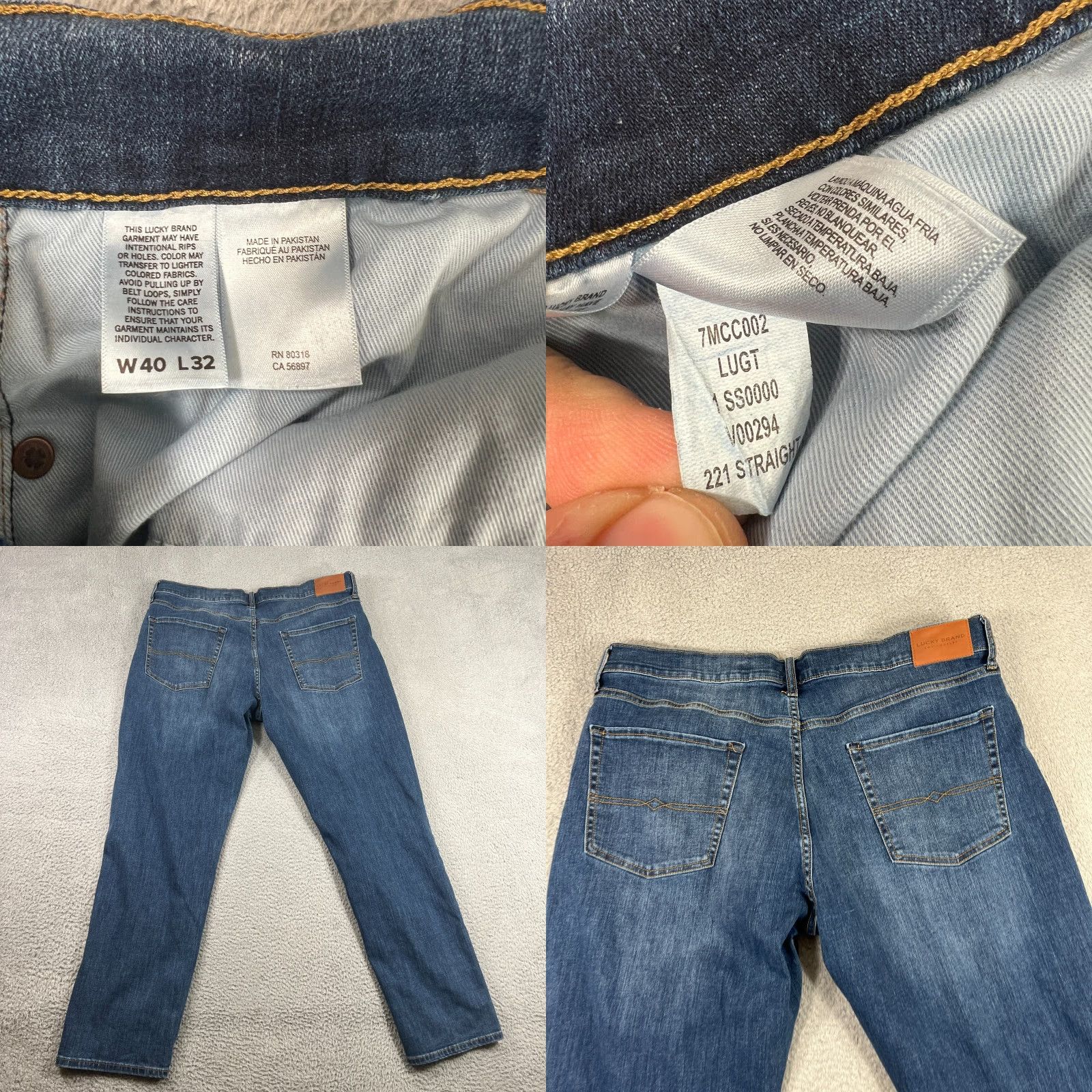 Lucky Brand Lucky Brand Jeans 40x32 221 Original Straight Light Wash Denim 5-Pocket Men Jeans Blue 40 Regular Size US 40 / EU 56 - 8 Thumbnail