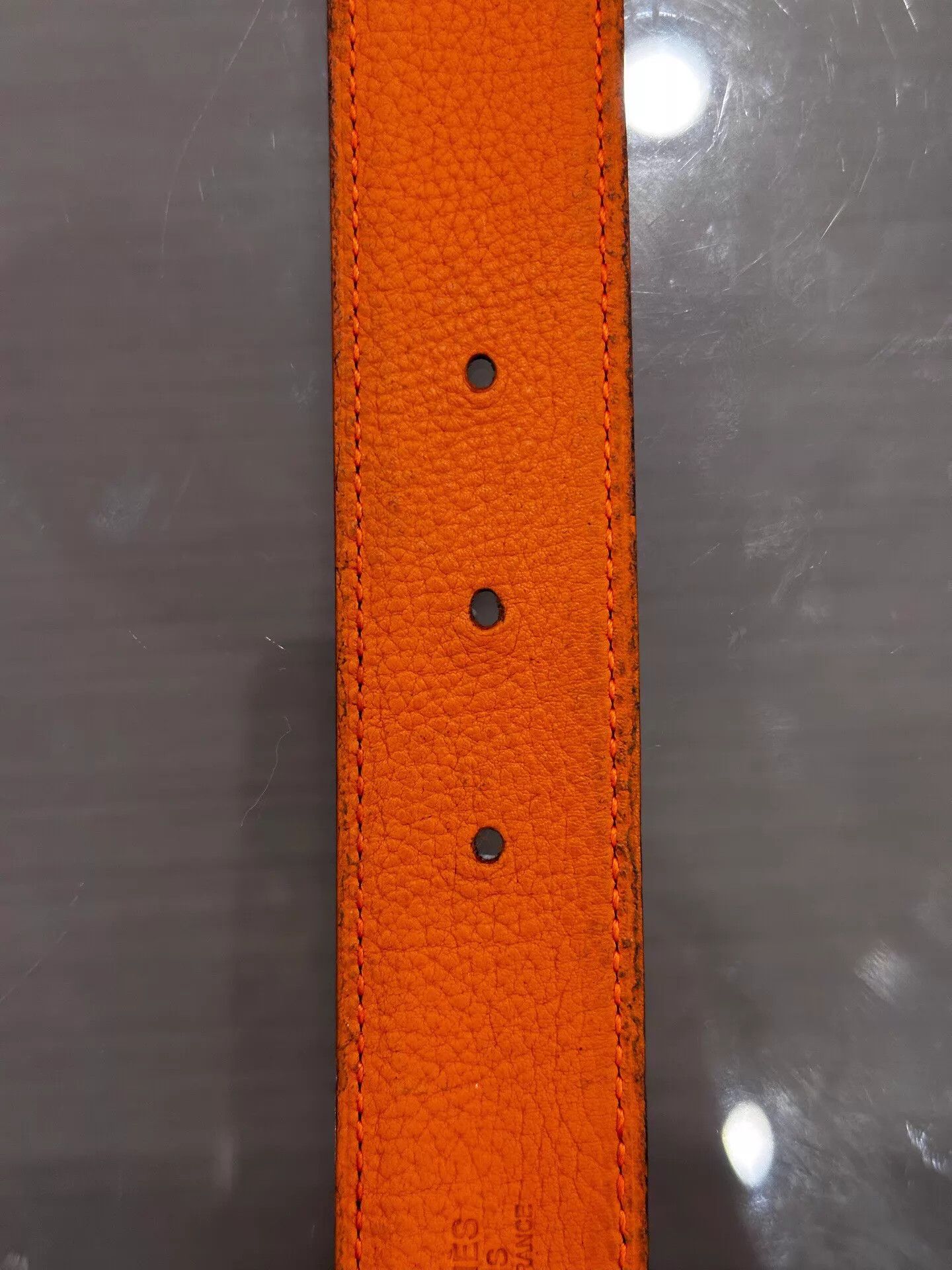 Hermes Hermes Black & Orange H-Buckle Silver Belt 3.2cm 85 T 99 New Size ONE SIZE - 7 Thumbnail