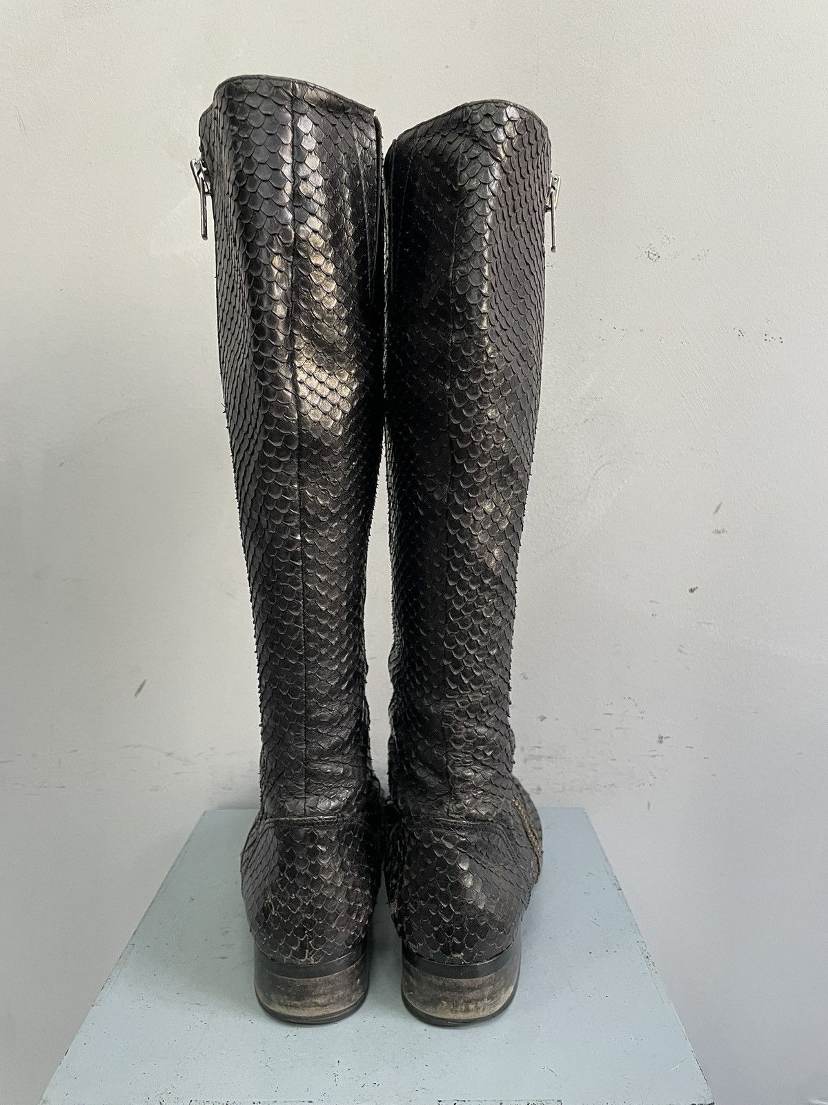 Billi Bi black boots leather snake hight moto 14thaddiction