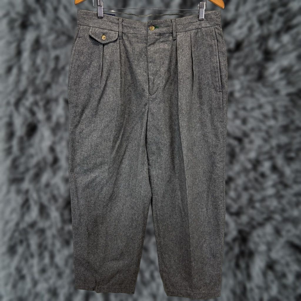Tommy Hilfiger VINTAGE Tommy Hilfiger Dress Pants Mens Wool Blend Pleated 34x28 Grey 90s Preppy Size US 34 / EU 50 - 1 Thumbnail