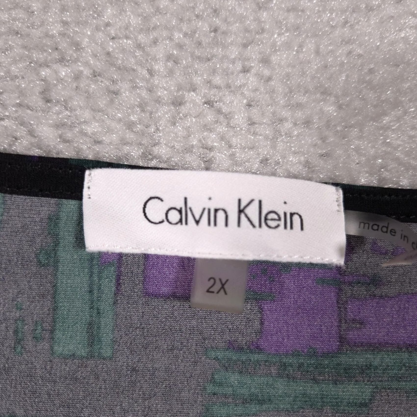 Calvin Klein Calvin Klein Top Womens 2X Black Purple Green Cowl Neck Sleeveless Blouse Size XXL / US 16-18 / IT 52-54 - 4 Thumbnail