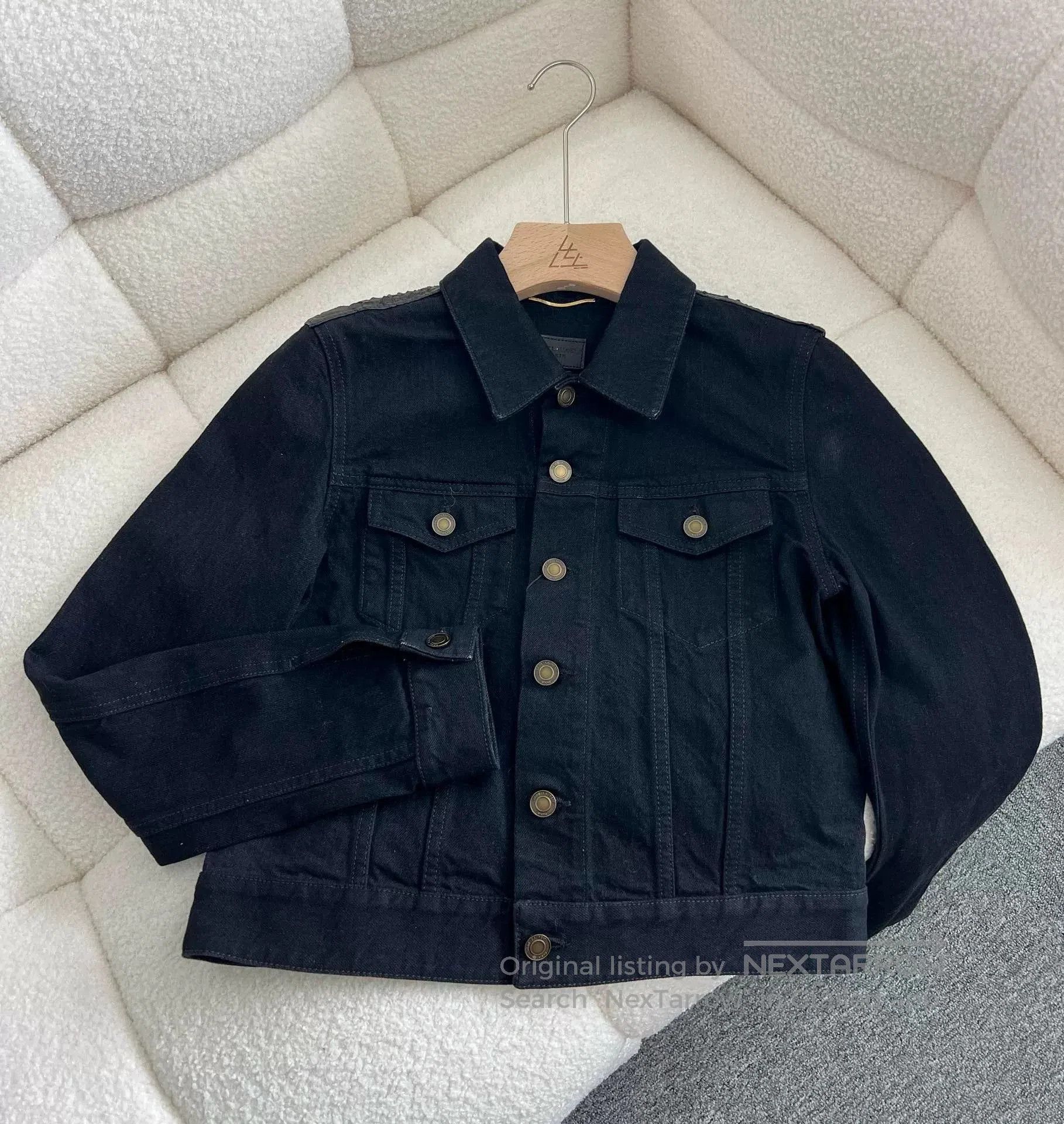 Saint Laurent Paris YSL Classic Black Denim Jacket. Size M / US 6-8 / IT 42-44 - 3 Thumbnail