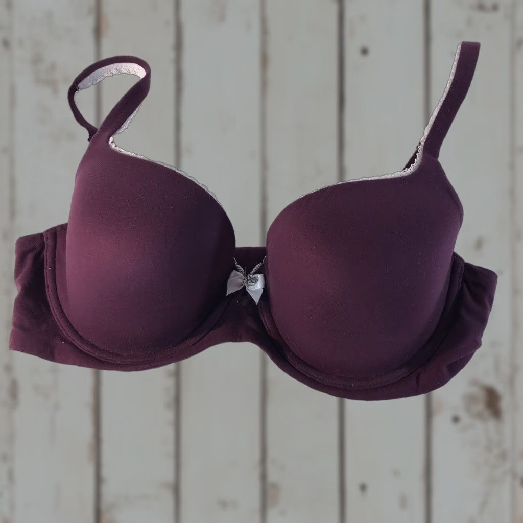 Vintage Body by Victoria Purple Push Up Bra Womens 34D Underwired Lightly Lined Lace Size ONE SIZE - 1 Thumbnail