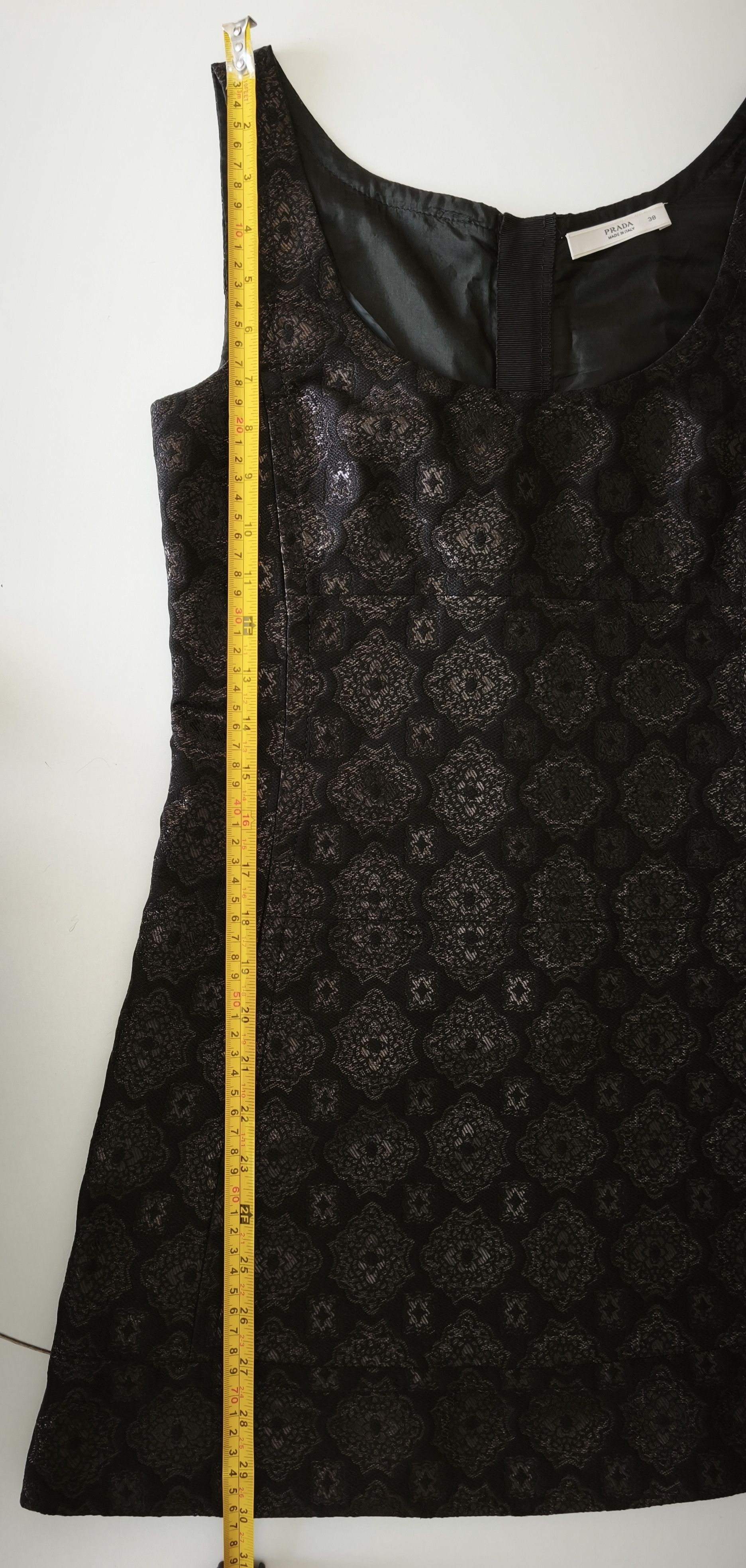 Prada Black brocade fabric silk mini dress Size XS / US 0-2 / IT 36-38 - 12 Thumbnail