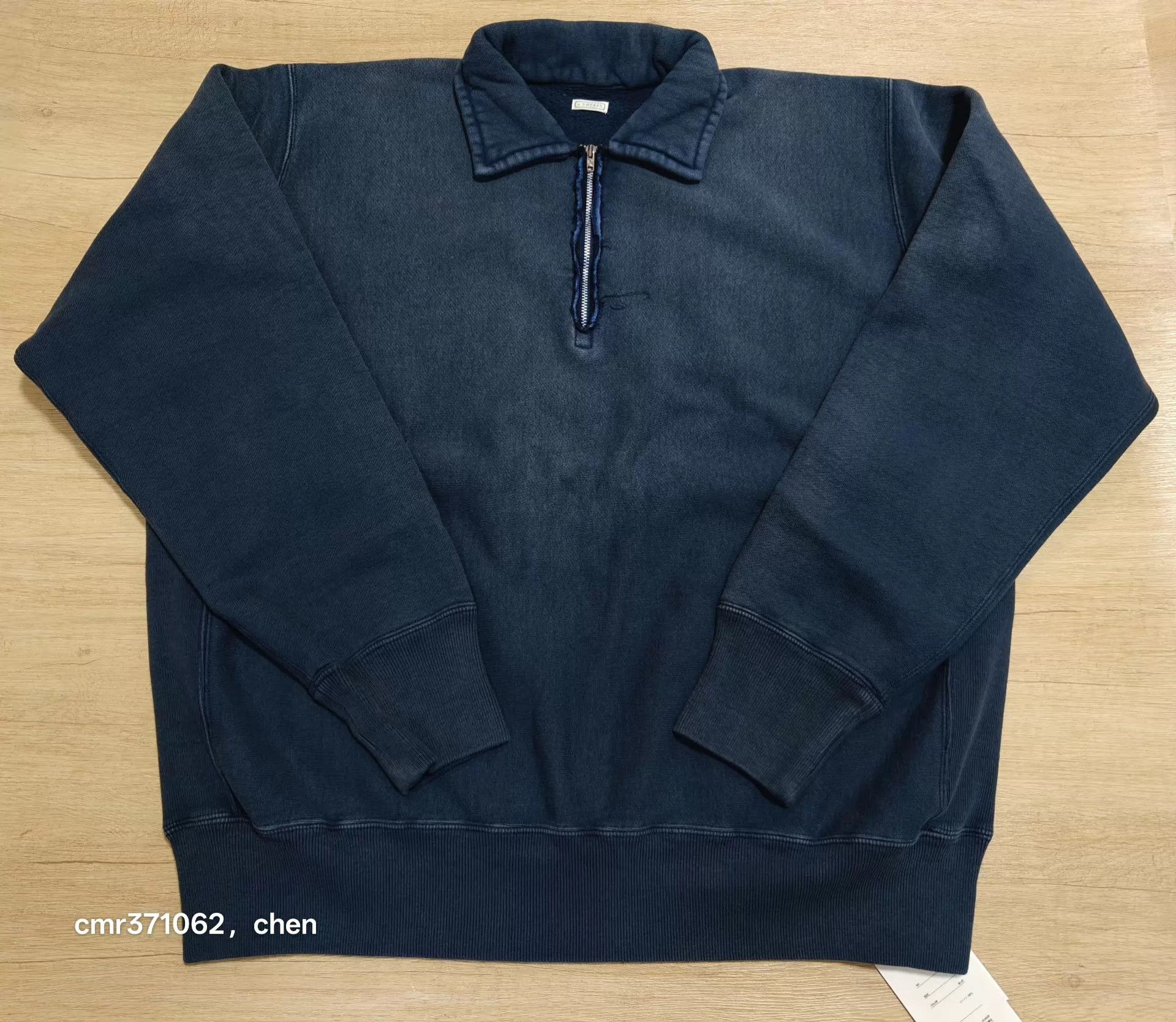 A.PRESSE AP 26SS Retro Distressed Half-Zip Sweatshirt Blue2/3 Size US M / EU 48-50 / 2 - 1 Thumbnail