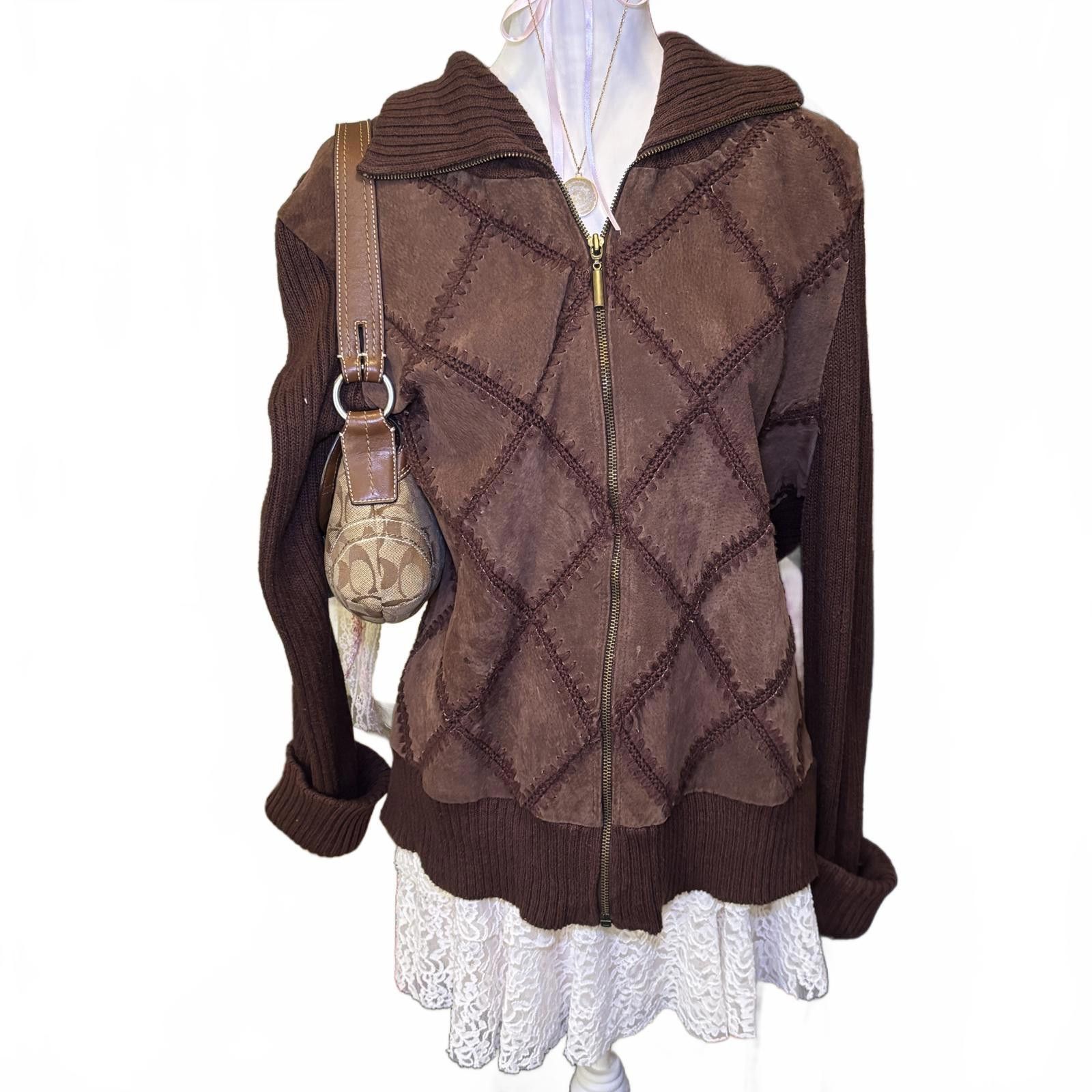 Other vintage leather knit zip up Size XL / US 12-14 / IT 48-50 - 1 Thumbnail