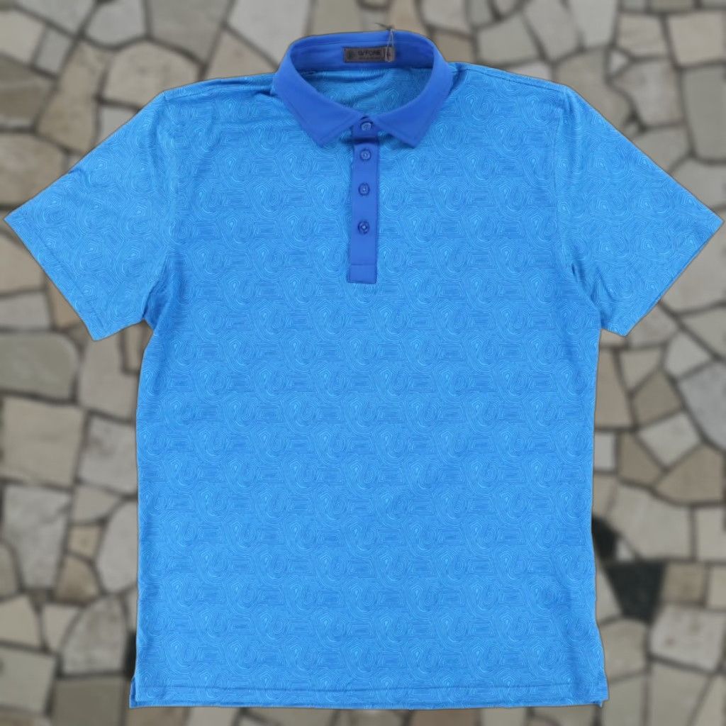 G/FORE G/Fore Blue Polo Shirt XL Mens Abstract Spiral Tech Stretch Shirt Size US XL / EU 56 / 4 - 1 Thumbnail