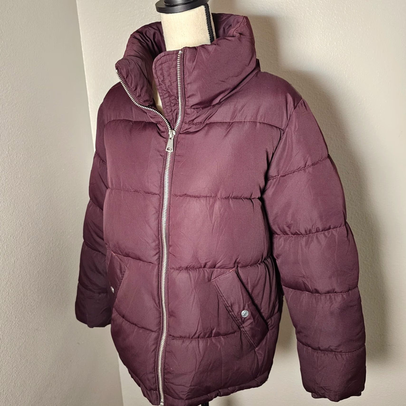 H&M H&M Jacket Women's Size S Padded Puffer Wine Red Winter Coat Streetwear Casual Warm Zip Size S / US 4 / IT 40 - 6 Thumbnail