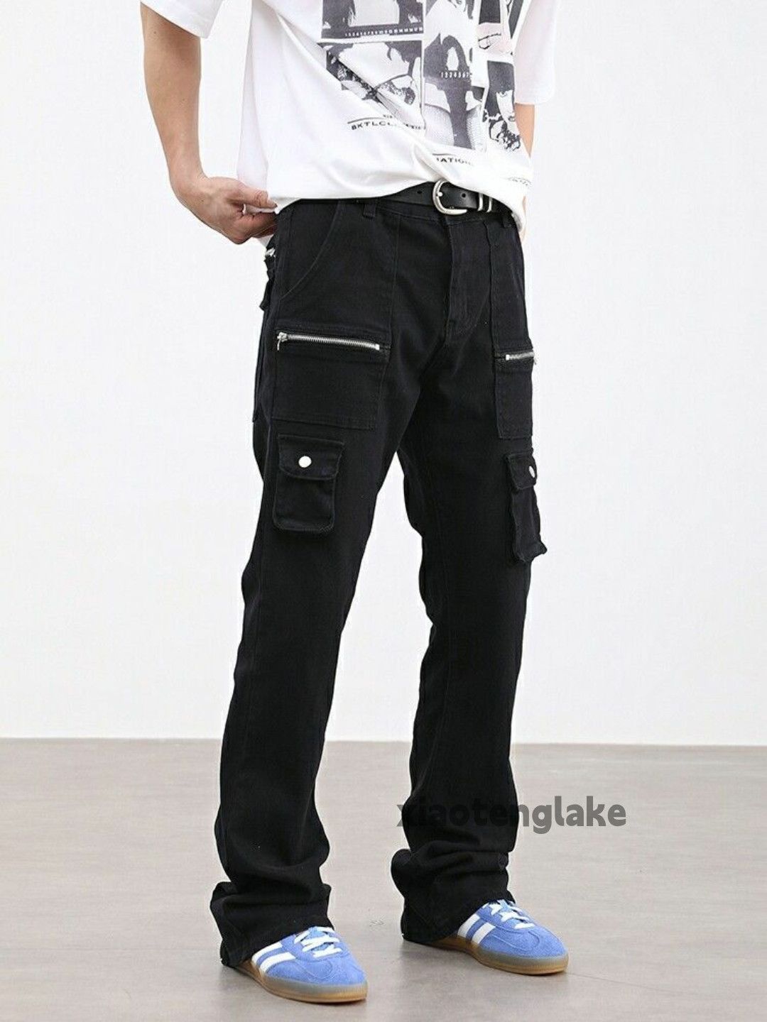 flared zipper punk grunge cargo pants