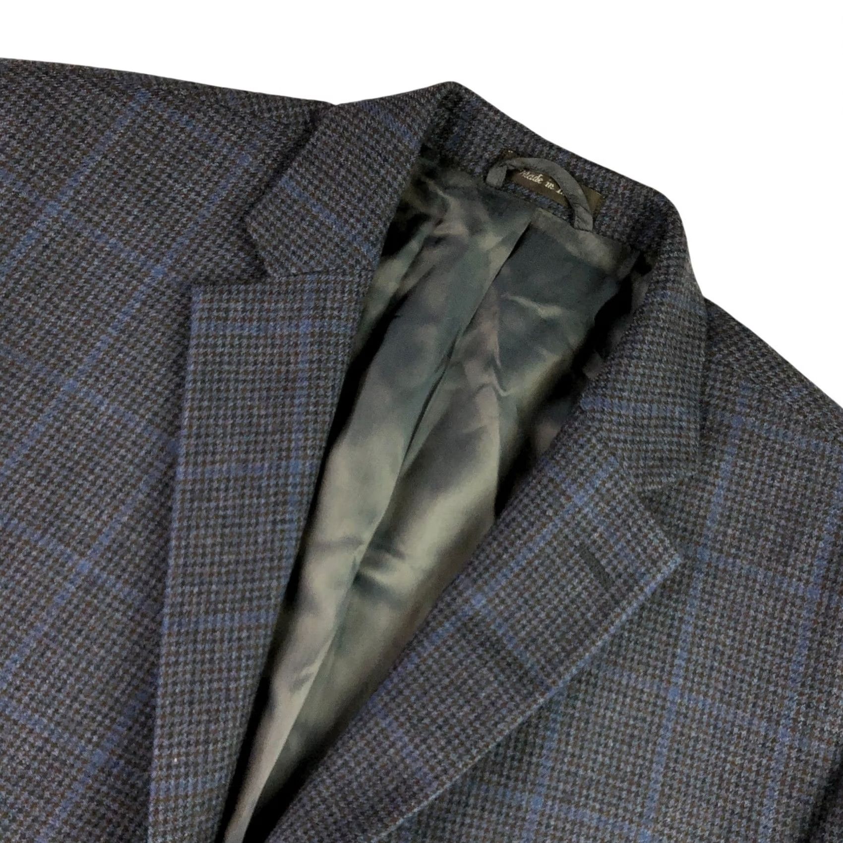Ralph Lauren VINTAGE? No. Lauren Ralph Lauren LRL Men's Flannel Blazer Windowpane 48 Navy Blue Wool 2-Button Notch Lapel Jacket Mens Regular Pocket Inner 4-Button? Size 48R - 2 Thumbnail