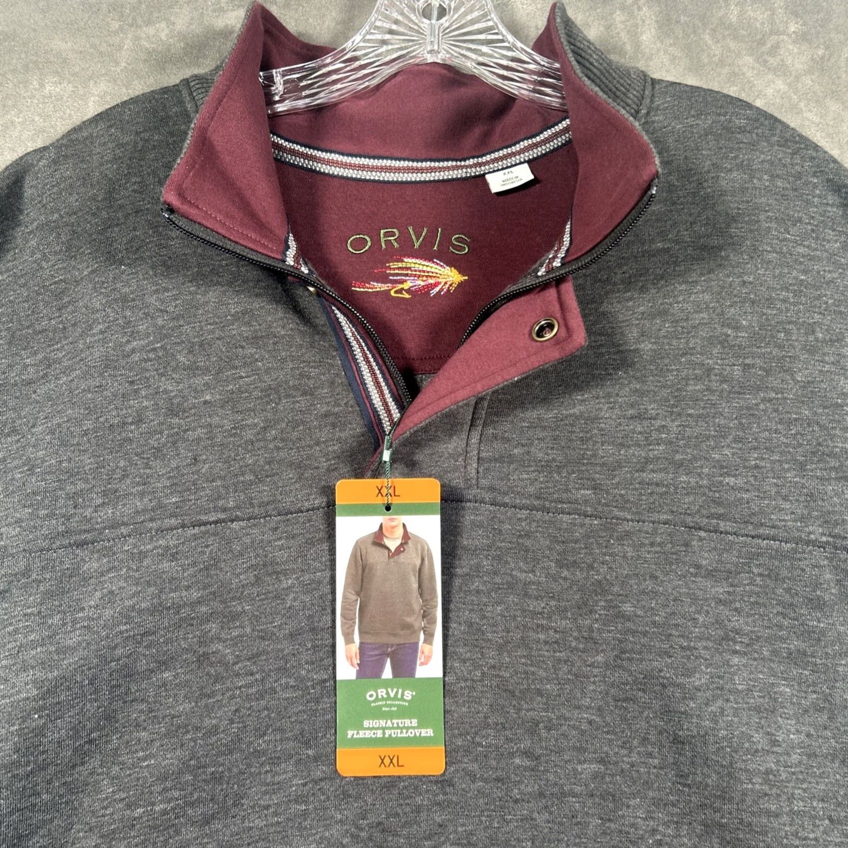 Orvis Orvis Sweatshirt Mens XXL Dark Charcoal Fleece 1/4 Zip Snap Sweater Size US XXL / EU 58 / 5 - 2 Thumbnail