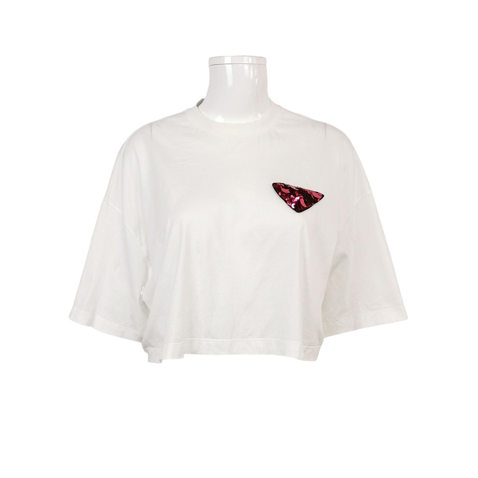 Prada Prada Sequin Triangle Embellished Cotton Tee - dmc Size XS / US 0-2 / IT 36-38 - 1 Thumbnail