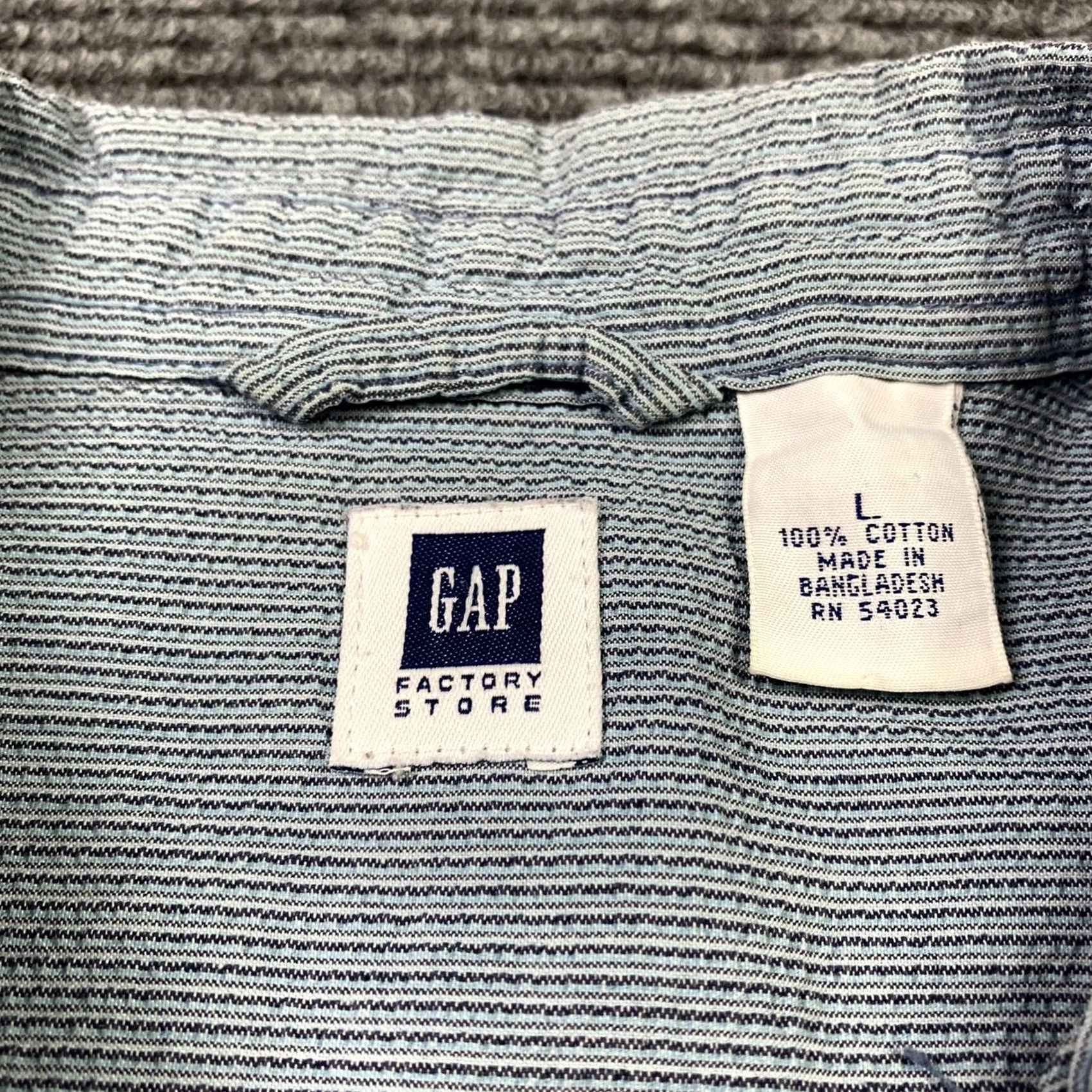 Vintage Gap Factory Seersucker Button-Down Mens Large Textured Striped Blue Shirt Size US L / EU 52-54 / 3 - 2 Thumbnail