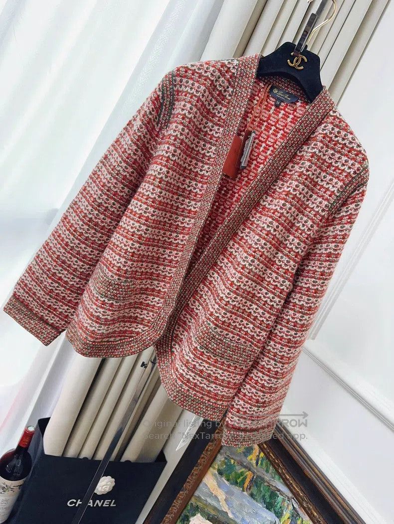 Loro Piana Loro Piana Red Mixed Color Jacquard Knit Cashmere Cardigan Size XS / US 0-2 / IT 36-38 - 1 Thumbnail