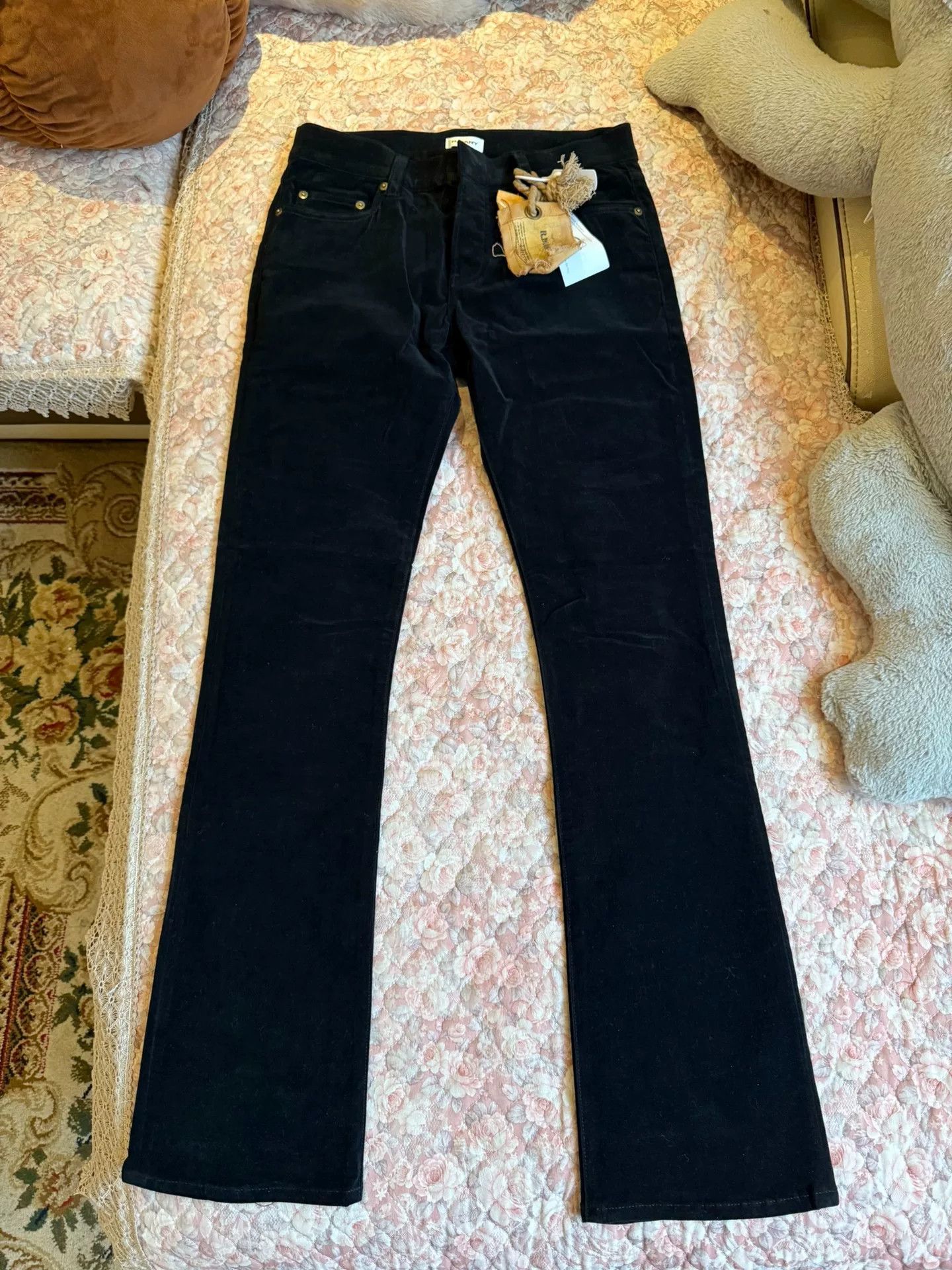 BEAUTY&YOUTH Black High-Stretch Velvet Casual Pants Size 29" - 1 Thumbnail