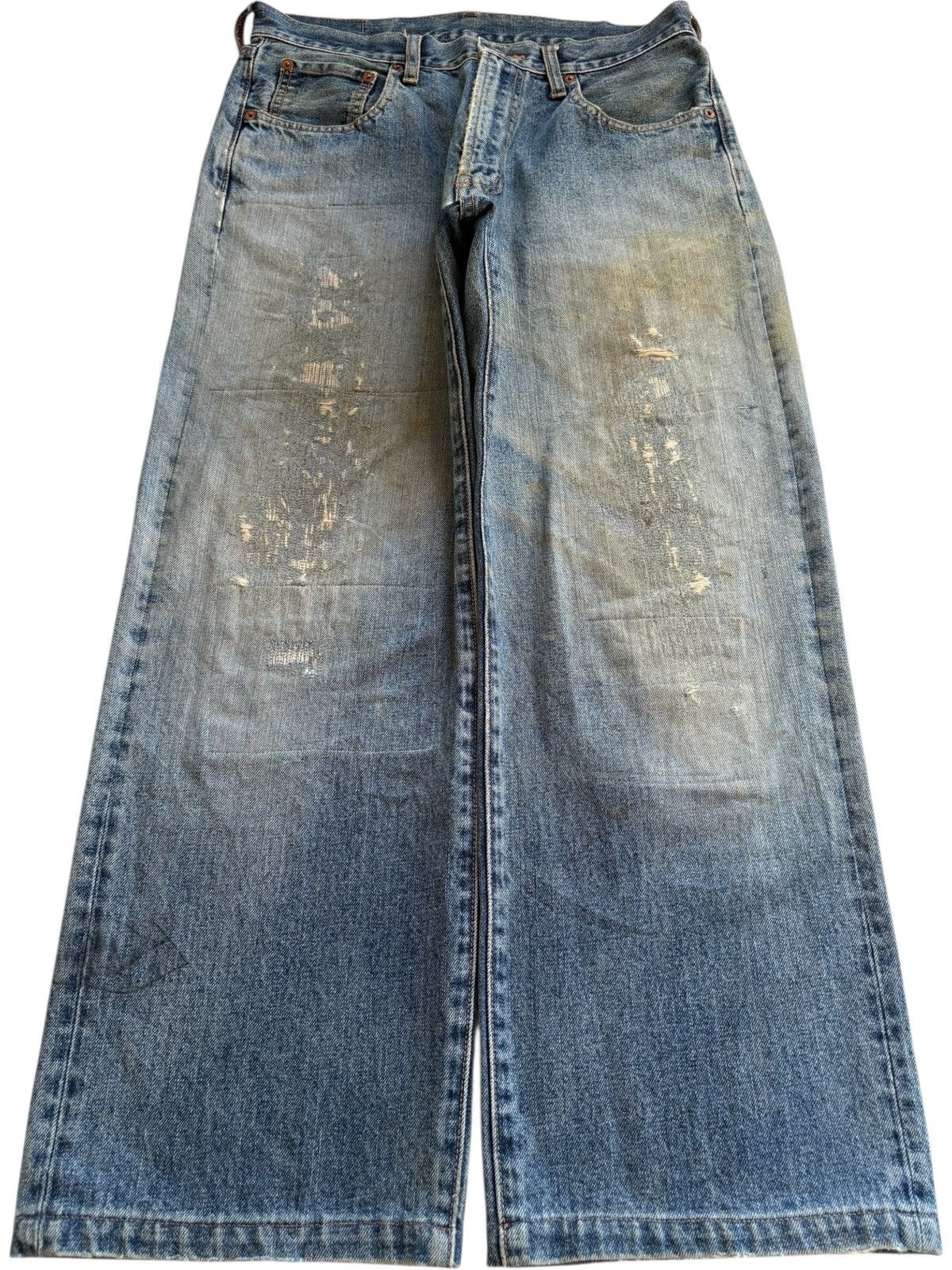 Levi's × Levi's Vintage Clothing Vintage Japanese Brand Mud Wash Distress Rip Baggy Jean Size US 34 / EU 50 - 1 Thumbnail