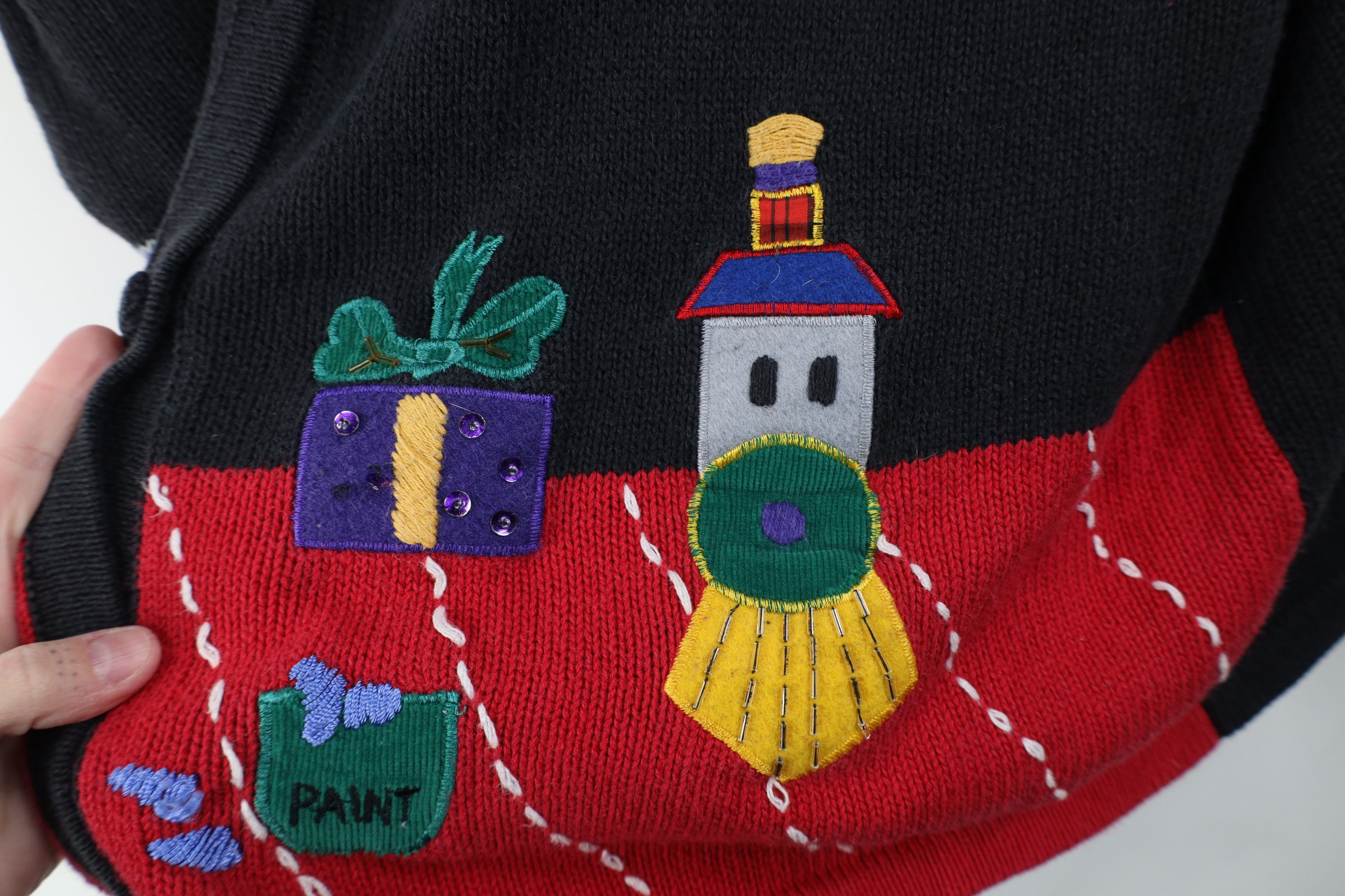 Vintage Vintage 90s Christmas Present Toys Knit Cardigan Sweater Size XXL / US 16-18 / IT 52-54 - 12 Thumbnail