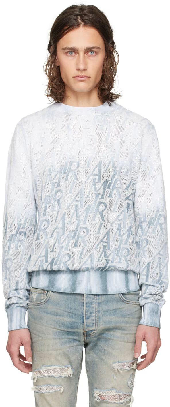 Amiri o1y0525 Logo Sweater in Light Blue Size US S / EU 44-46 / 1 - 1 Thumbnail