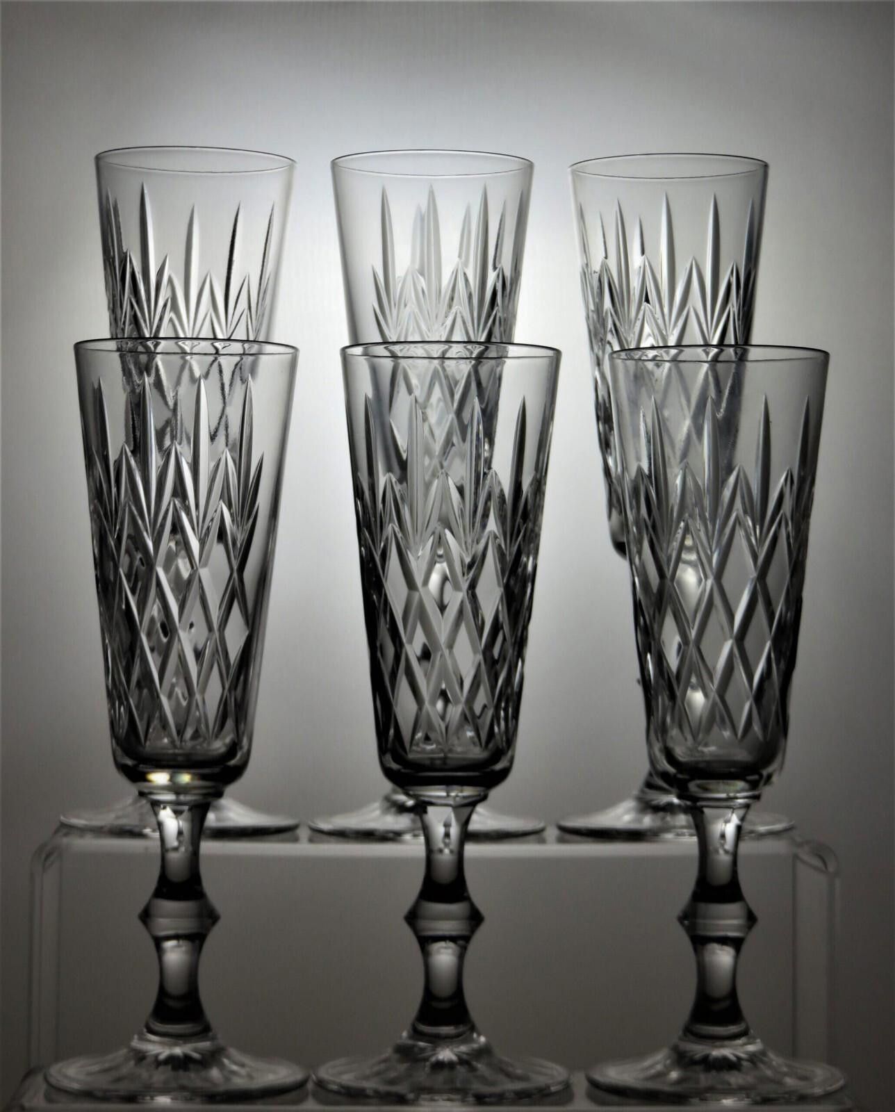 The Unbranded Brand Crystal Cut Set of 6 Champagne Flutes Engraving Place 7 1/2 Size ONE SIZE - 2 Thumbnail