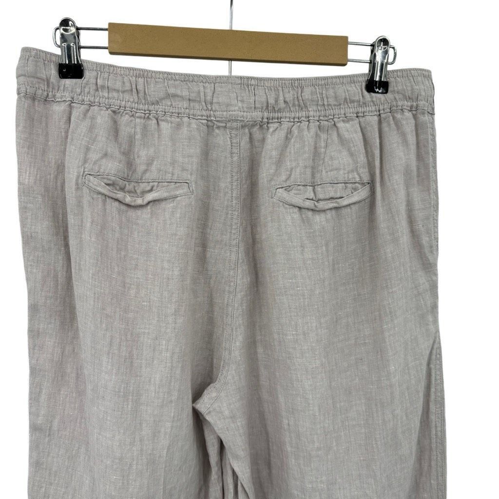 Jones New York Jones & Co Linen High-Rise Flat Front Drawstring Wide Leg Pa Size 34" / US 12 / IT 48 - 8 Thumbnail