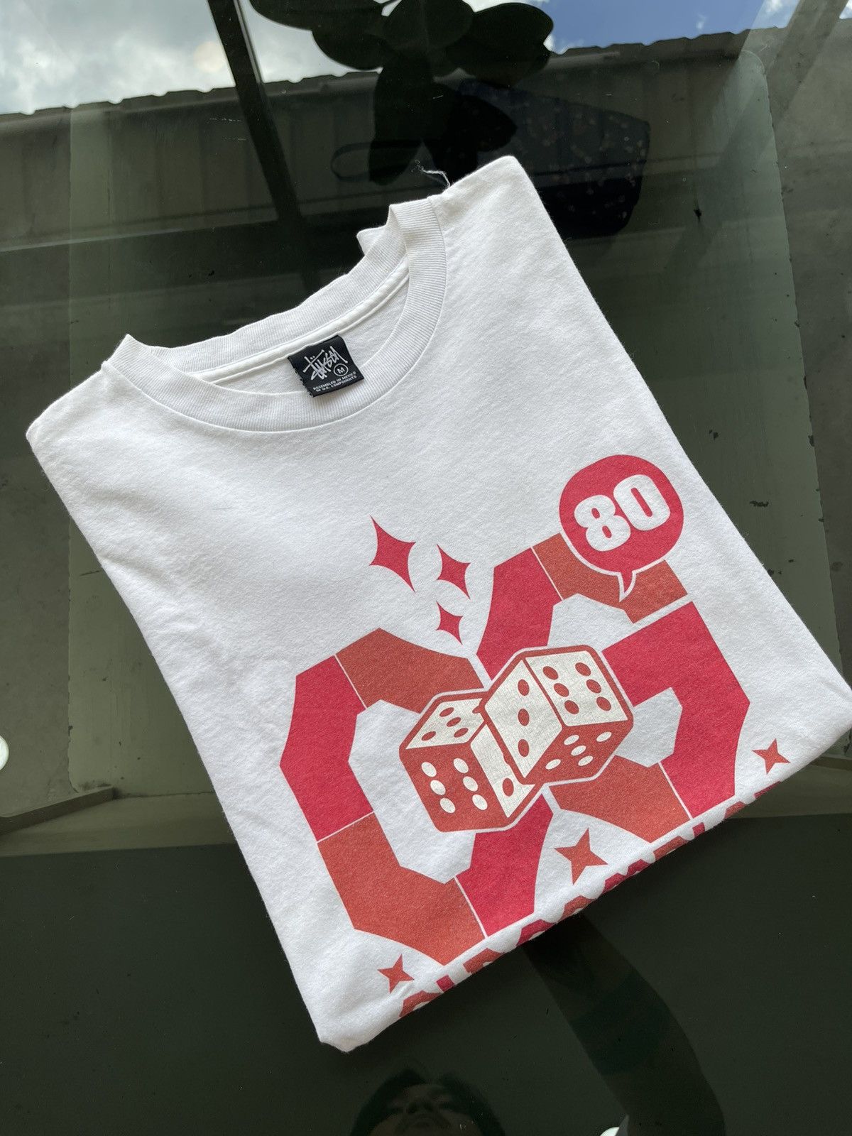 Stussy Vintage 2000s Stussy Old Gambler Dice T-Shirt White Size US M / EU 48-50 / 2 - 1 Thumbnail