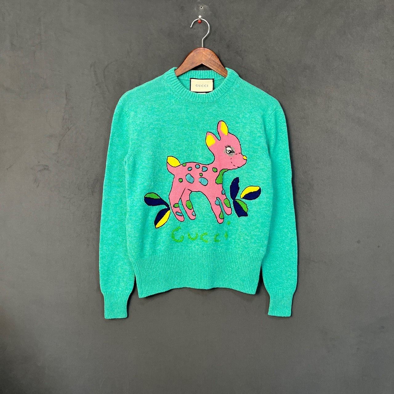 Gucci Gucci Lake green embroidered deer sweater 2501-Nextarrow Size US XS / EU 42 / 0 - 1 Thumbnail