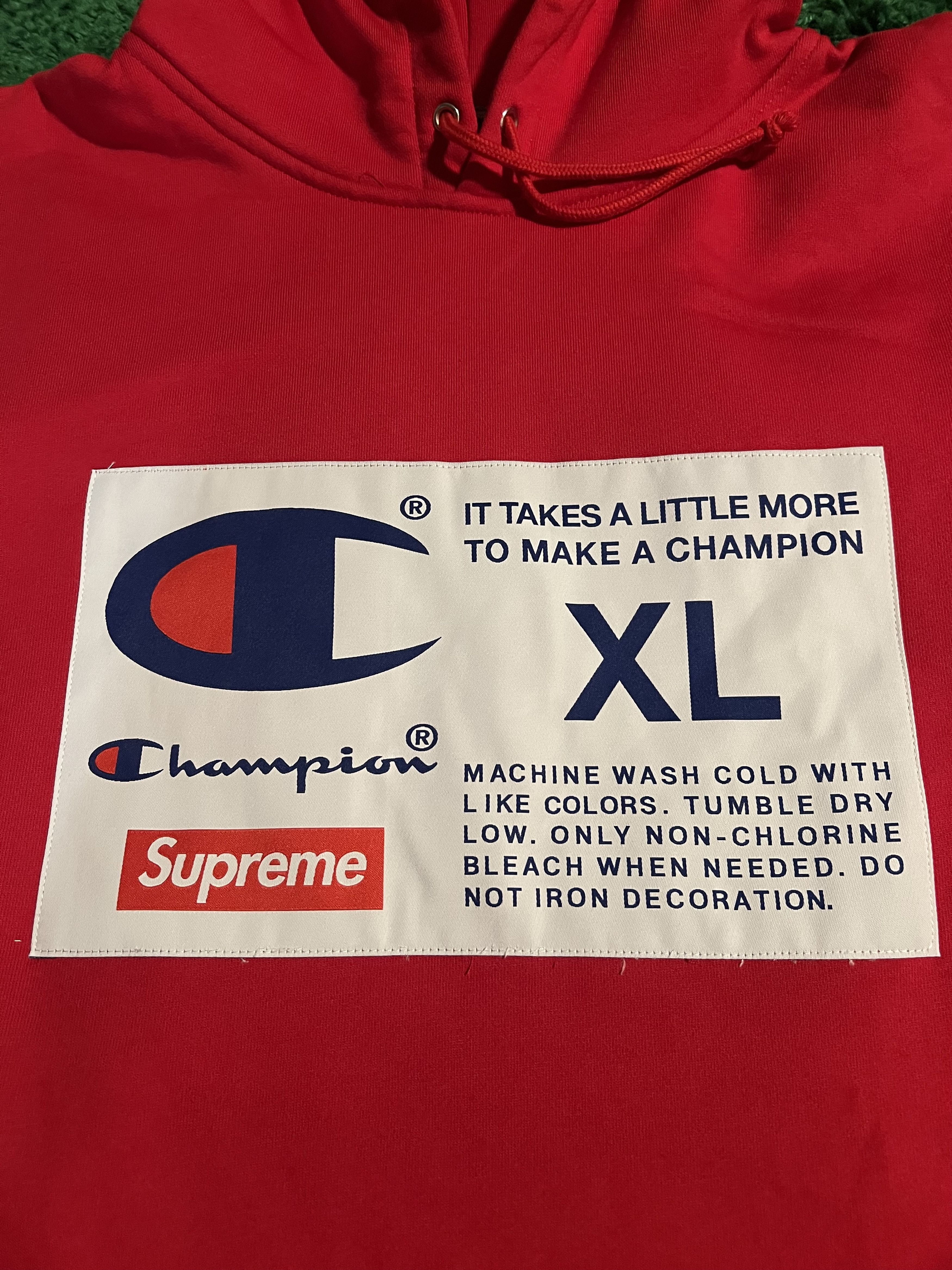 Supreme Supreme Champion Label Hooded Sweatshirt Red Extra Large Size US XL / EU 56 / 4 - 2 Thumbnail