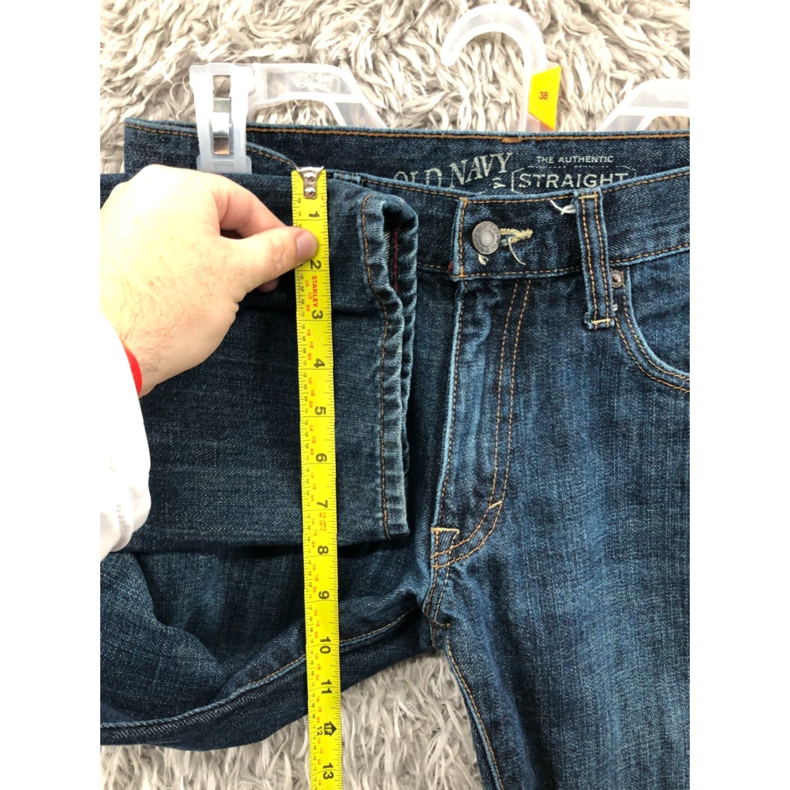 Old Navy Old Navy Jeans Mens 28x30 Size 28 Dark Wash Blue Denim Straight Leg Mid Rise 5-Pocket Denim Jeans Size US 28 / EU 44 - 4 Thumbnail