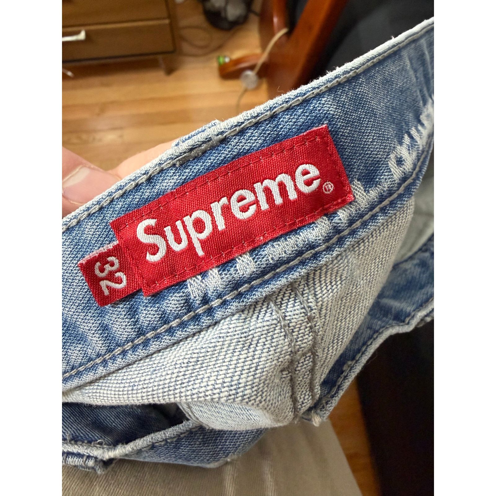 Supreme Supreme Logo Stripe Jacquard Regular Jean Blue Size US 32 / EU 48 - 5 Thumbnail