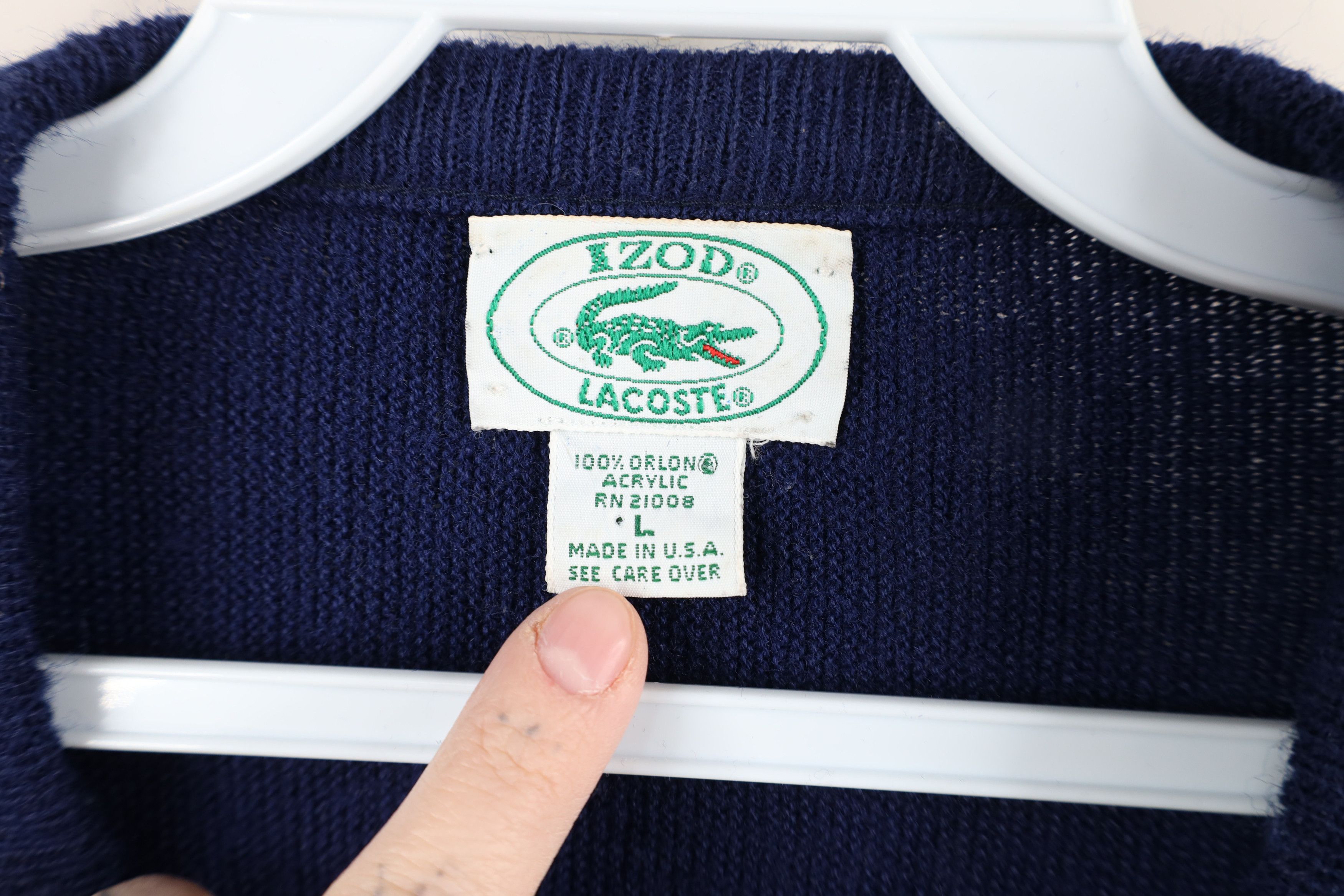 Lacoste × Vintage Vintage 80s Izod Lacoste Croc Logo Golf Knit Sweater USA Size US L / EU 52-54 / 3 - 5 Thumbnail