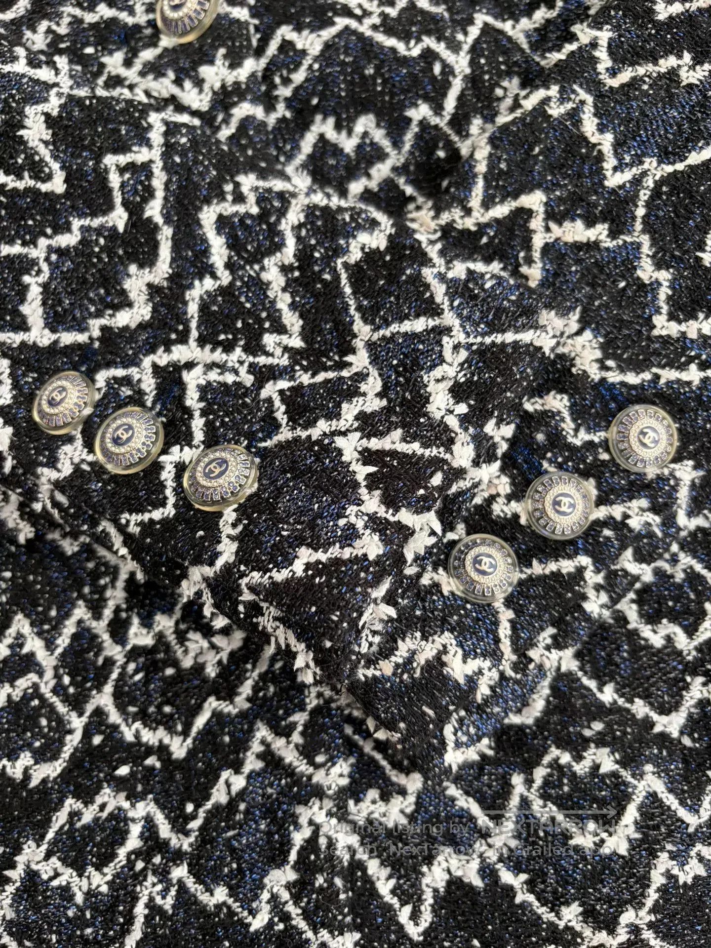 Chanel Chanel Blue White Tweed Pocket Coat. Size US XS / EU 42 / 0 - 4 Thumbnail