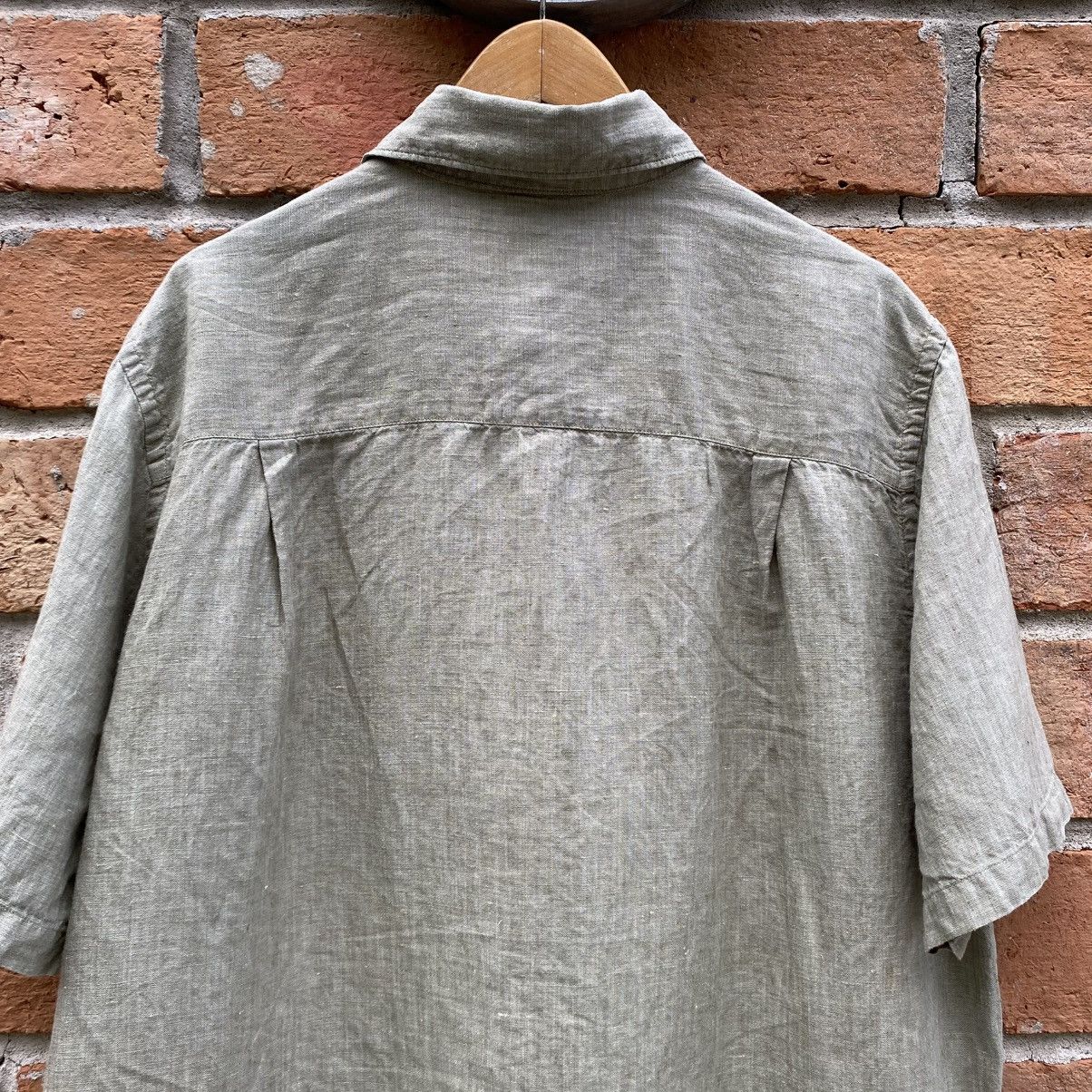 Brandini BRANDINI Light Green 100% Linen Short Sleeve Shirt Size US L / EU 52-54 / 3 - 5 Thumbnail