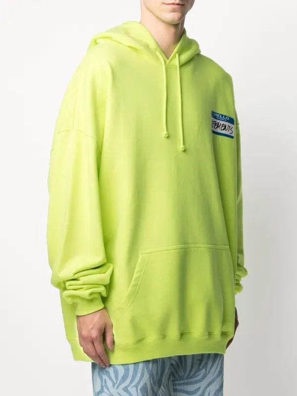 Vetements o1y0924 Hooded Sweatshirt in Acid Green Size US XL / EU 56 / 4 - 3 Thumbnail
