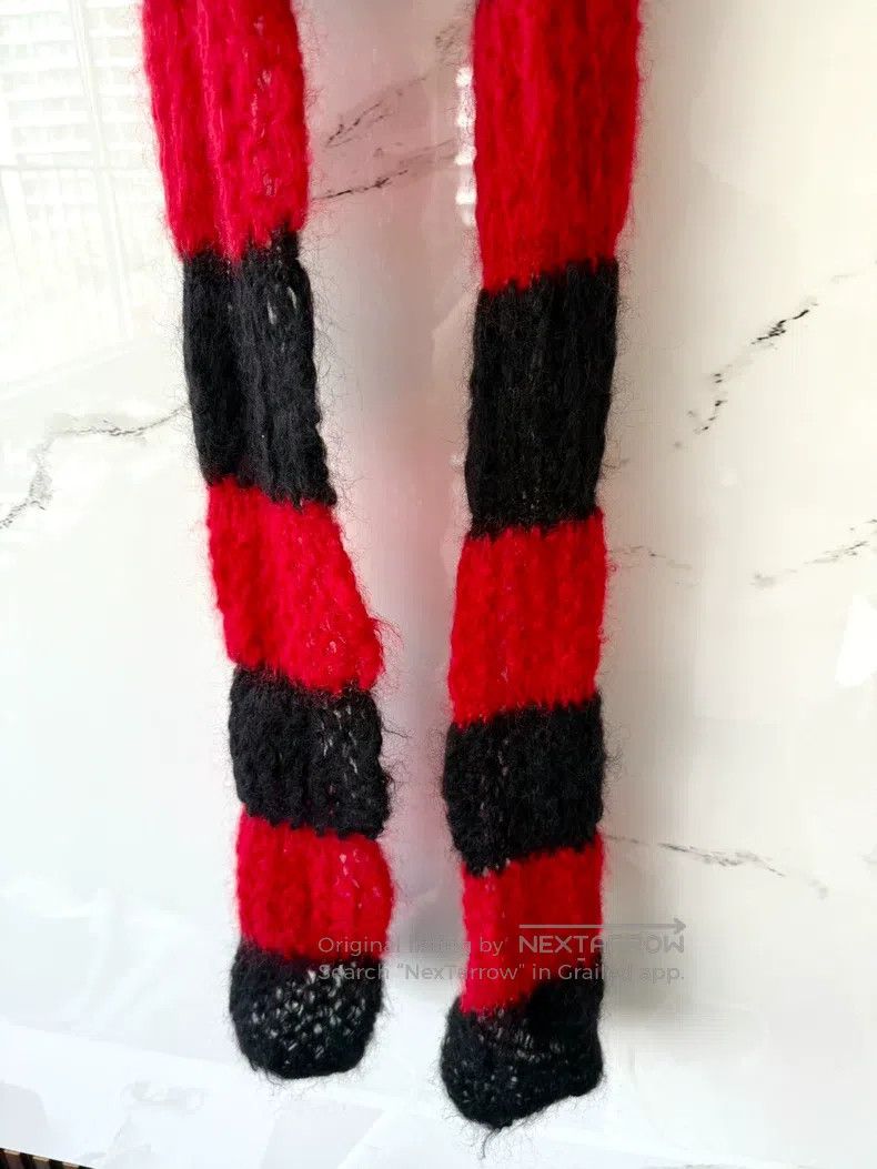 Saint Laurent Paris Saint Laurent Paris Black and Red Fuzzy Caterpillar Scarf Size ONE SIZE - 3 Thumbnail