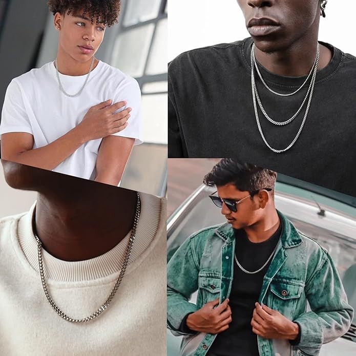 Other 5mm Cuban Link Chain Stainless Steel Necklace Men 18–30 Inch Size ONE SIZE - 2 Thumbnail