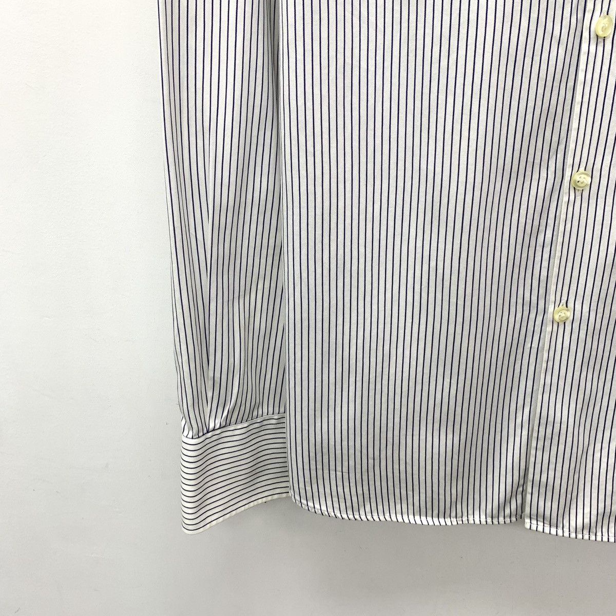 Armani Armani White Striped Cotton Collared Long Sleeve Shirt K26WX Size US XS / EU 42 / 0 - 4 Thumbnail