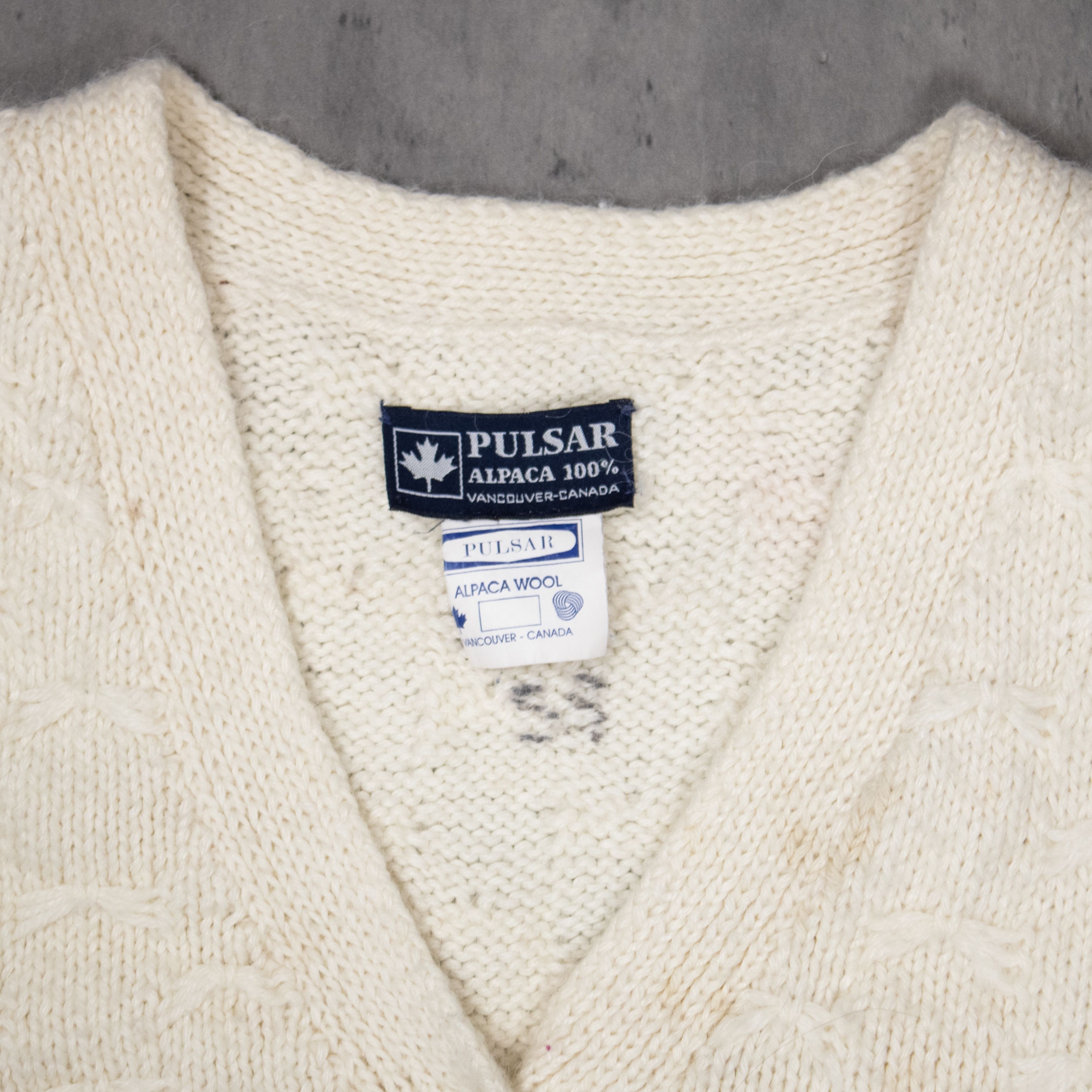 Japanese Brand Vintage VTG 1980's 80's Leave Alpaca Wool Cream Sweater Vest Size US S / EU 44-46 / 1 - 5 Thumbnail