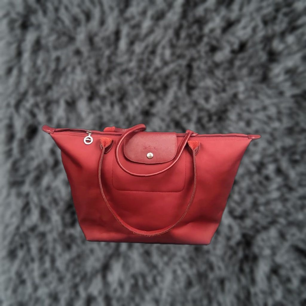 Longchamp Longchamp Le Pliage Néo wine red-colored nylon and leather tote bag Handbag Size ONE SIZE - 1 Thumbnail