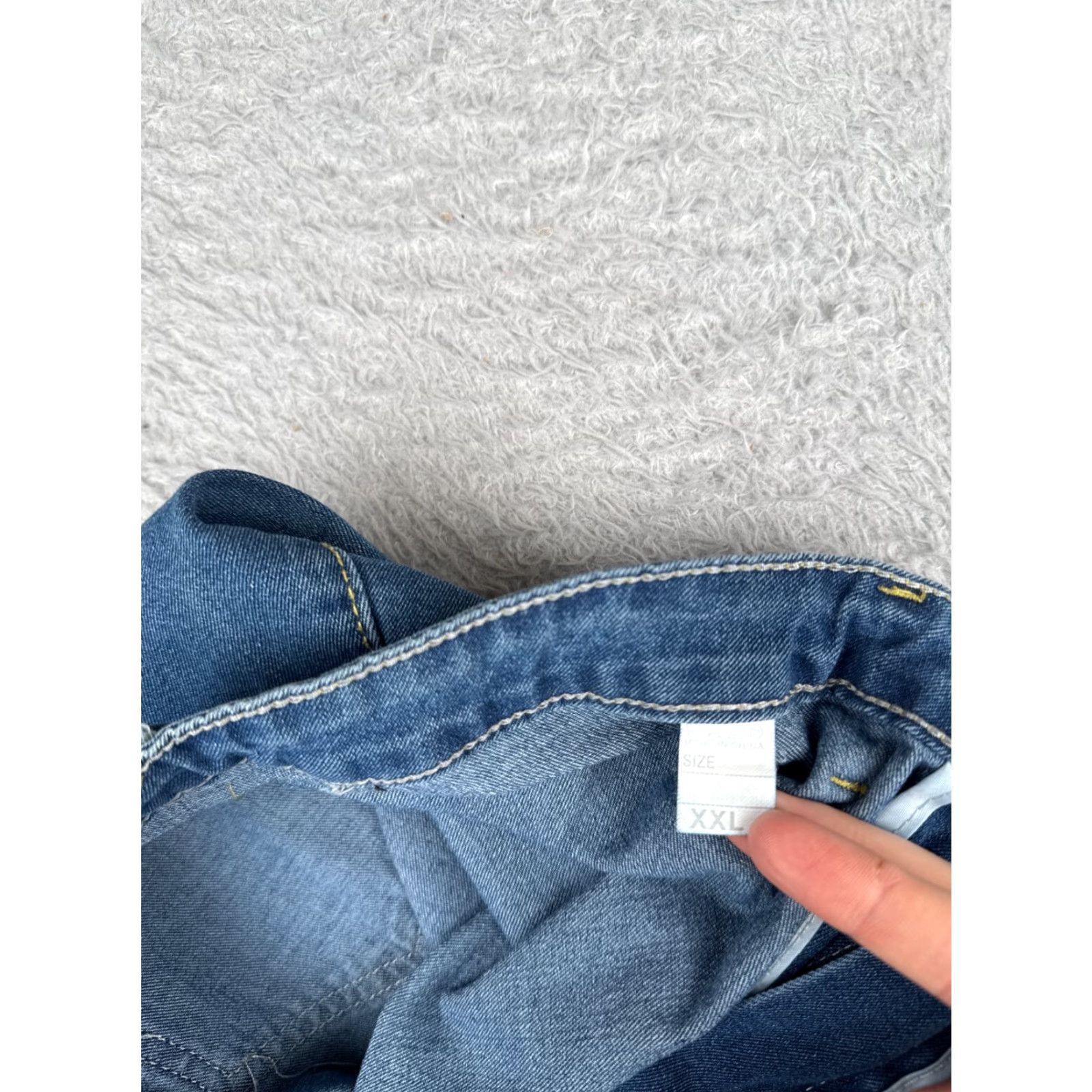Vintage Shyanne Womens Jeans 35 Blue Denim High Rise Distressed Wide Flare 35x31 Size 24" / US 00 / IT 34 - 6 Thumbnail