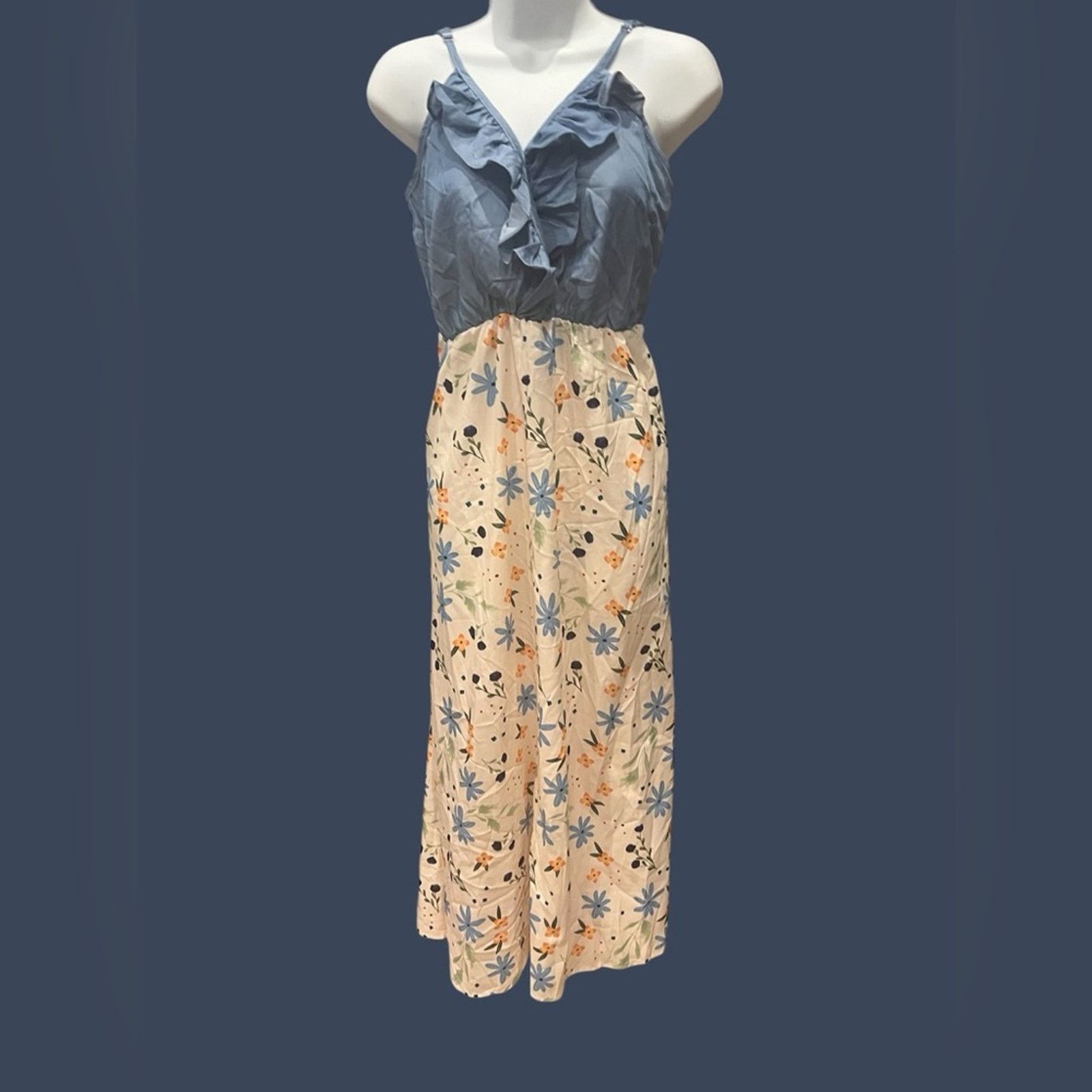 & Other Stories Chicmatchy Blue & Cream Floral Maxi Dress | Size Small Size 28" / US 6 / IT 42 - 2 Thumbnail