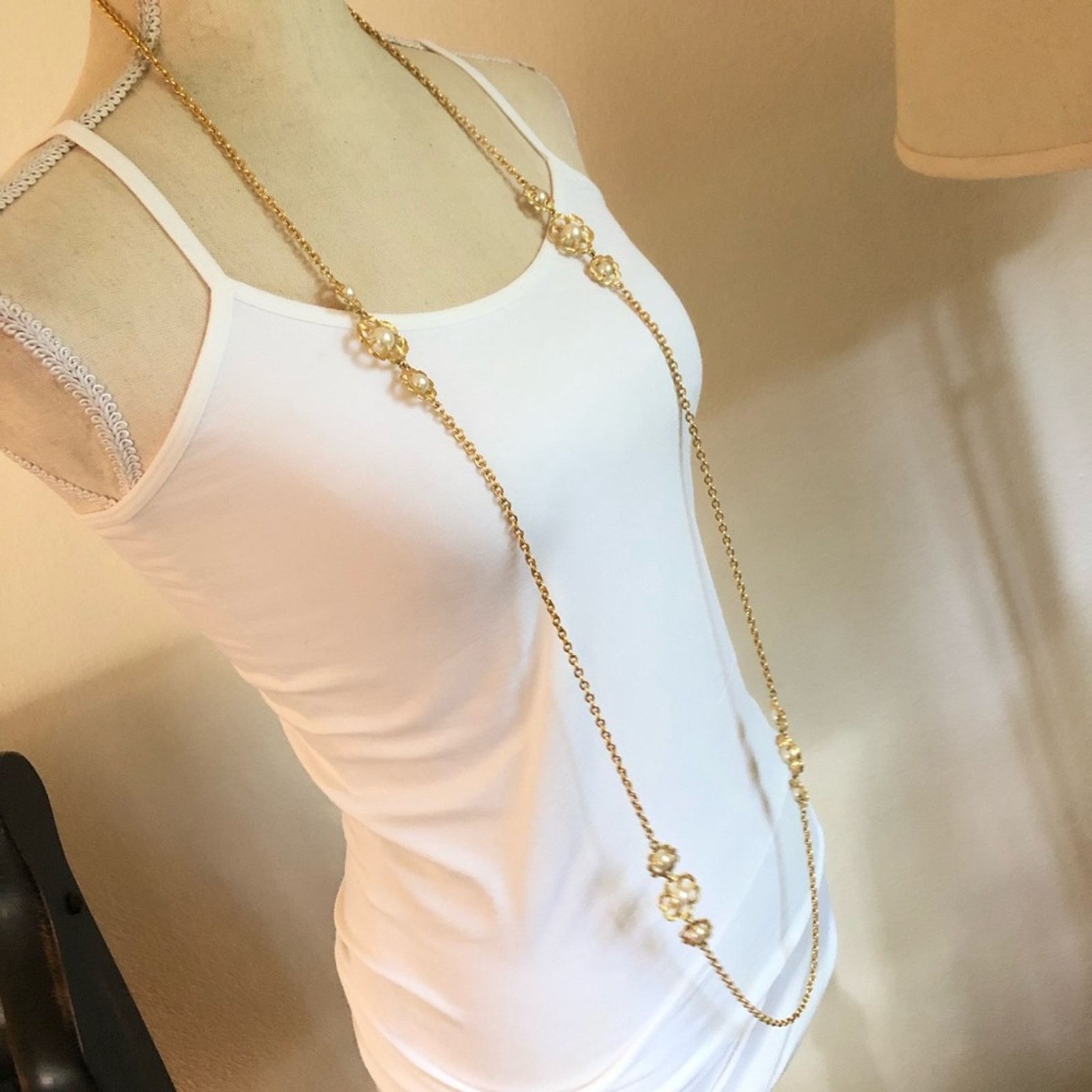 Vintage Vintage gold plated faux pearl accent necklace Size ONE SIZE - 2 Thumbnail